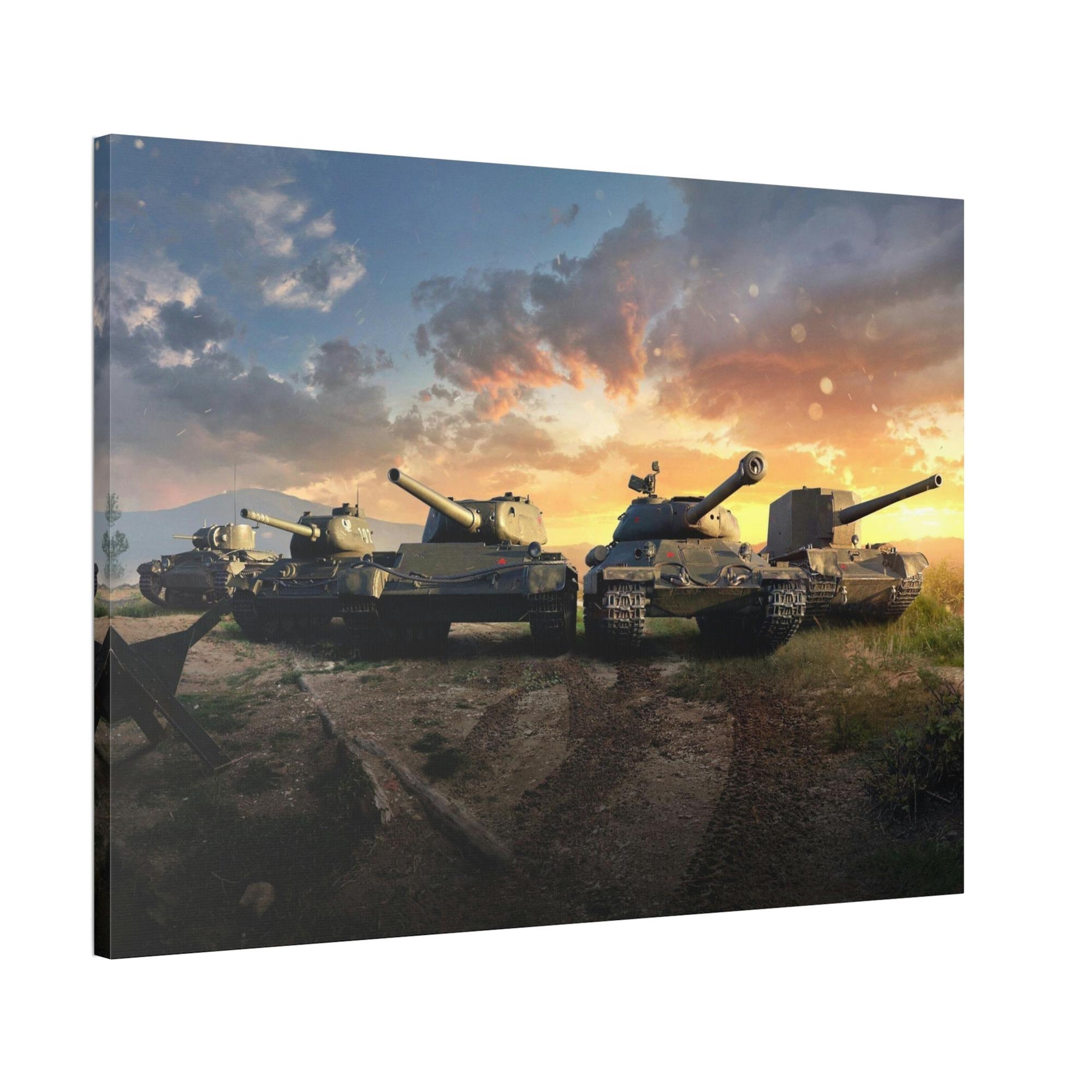 undefined The Essence of Battle: Dynamic World of Tanks Framed Canvas Wall Art