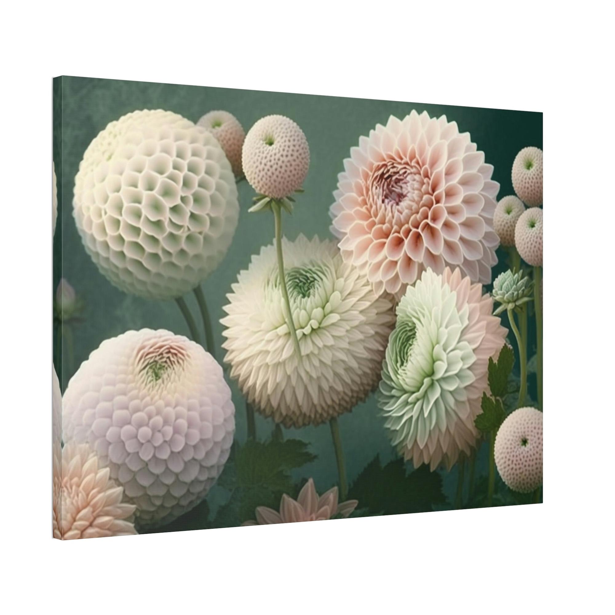 Dahlias Nature's Beauty: A Framed Canvas of Vibrant Dahlia Blooms