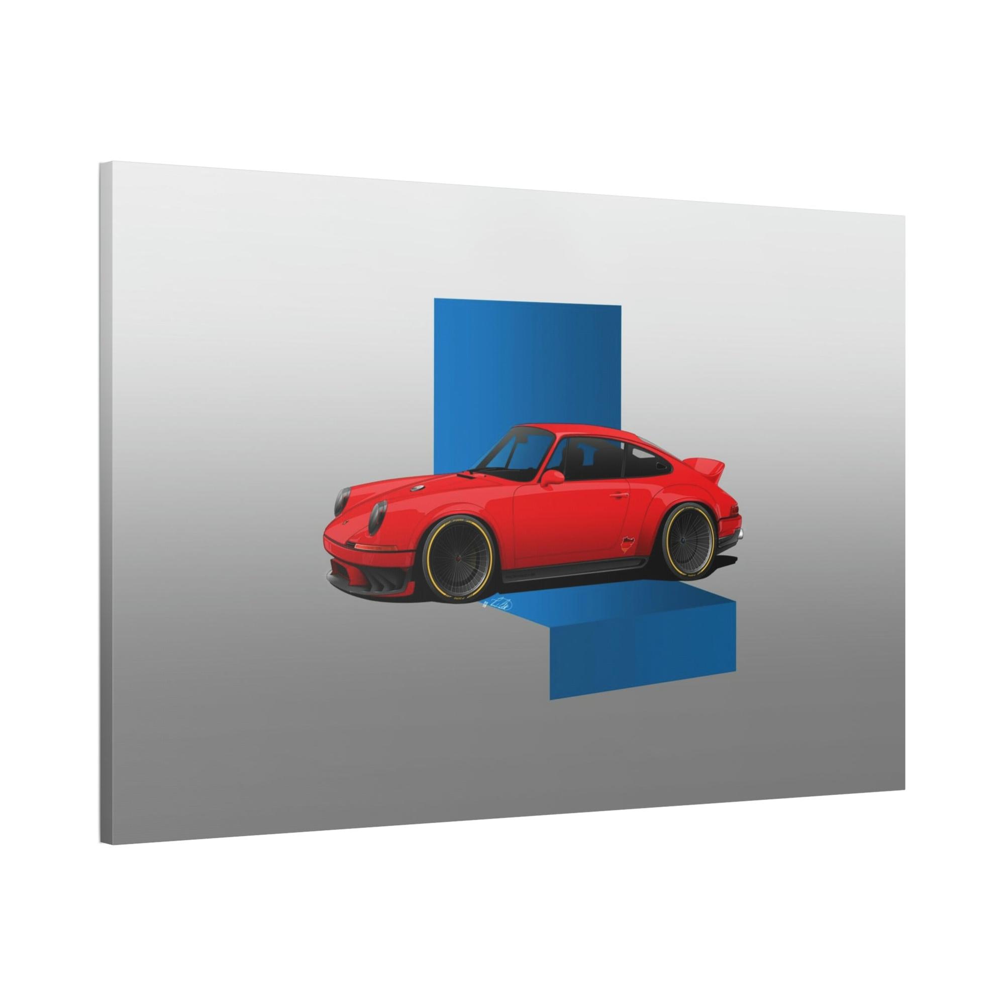 Porsche The Art of Speed: A Framed Canvas Print of a Red Porsche in Action