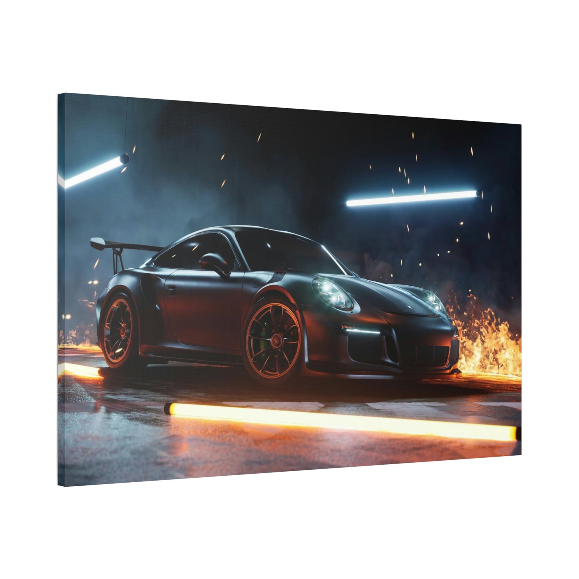 Porsche Beauty in Motion: Natural Canvas & Poster Print of a Porsche in Action