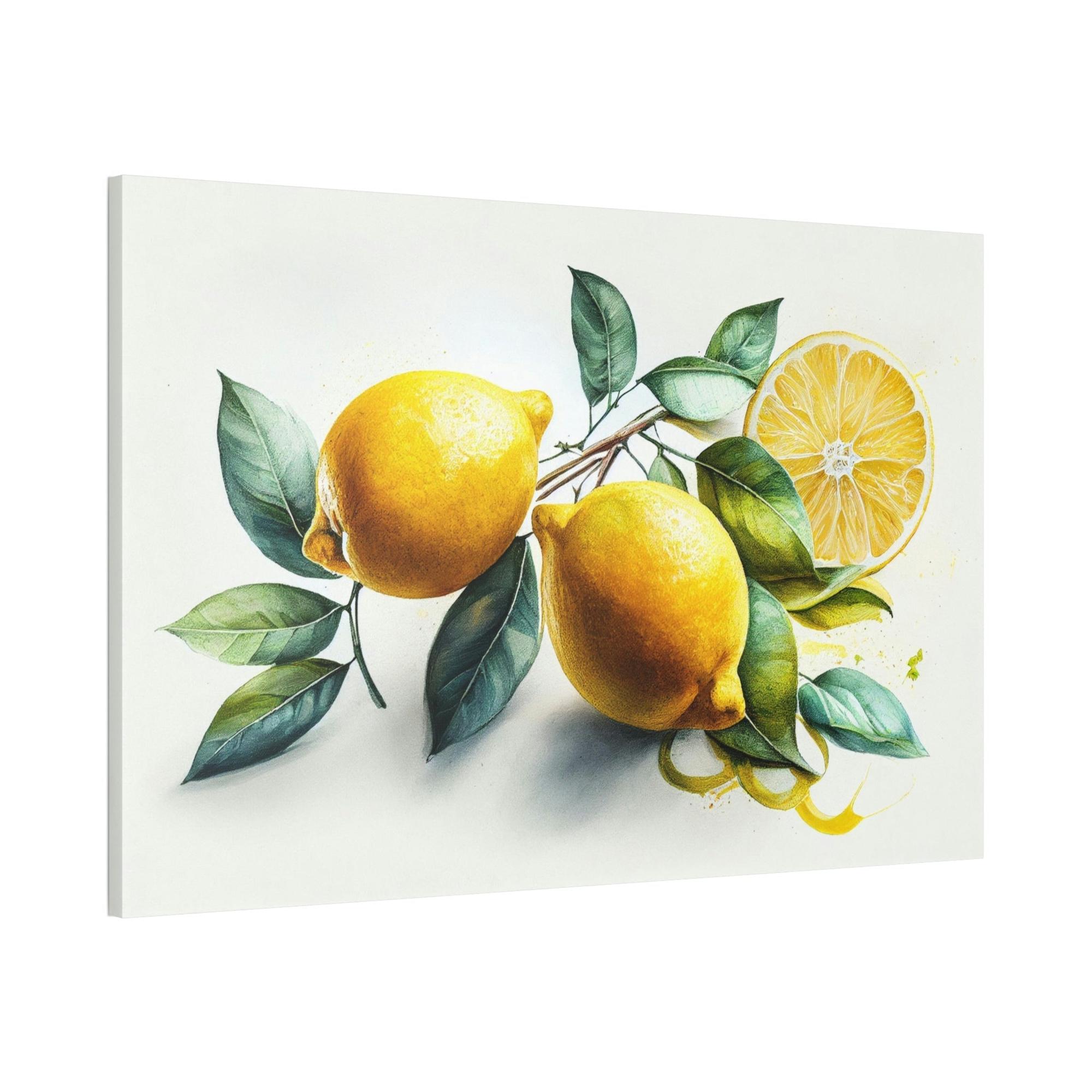 Yellow Lemon Burst: Bright and Playful Wall Art Prints of Yellow Lemons on Natural Canvas