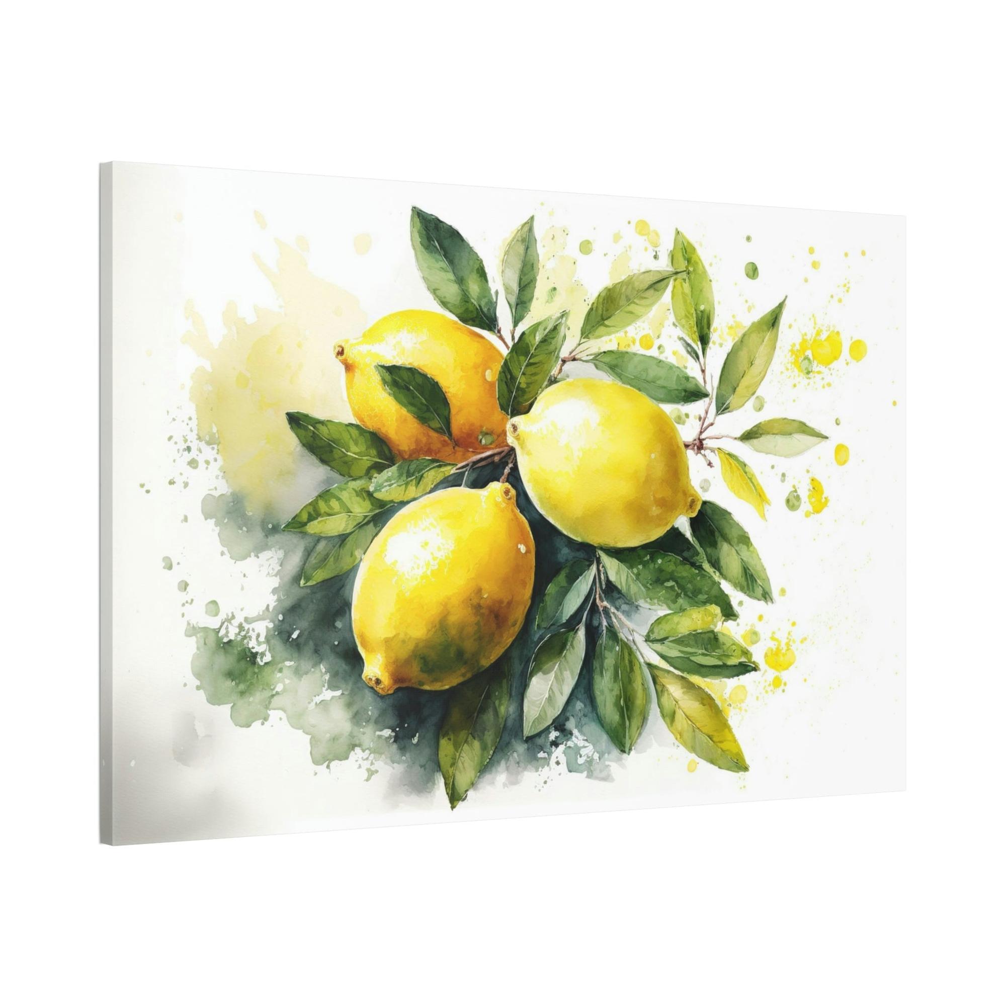Yellow Tropical Citrus: Vibrant and Bold Wall Art Prints of Yellow Lemons on Natural Canvas & Posters