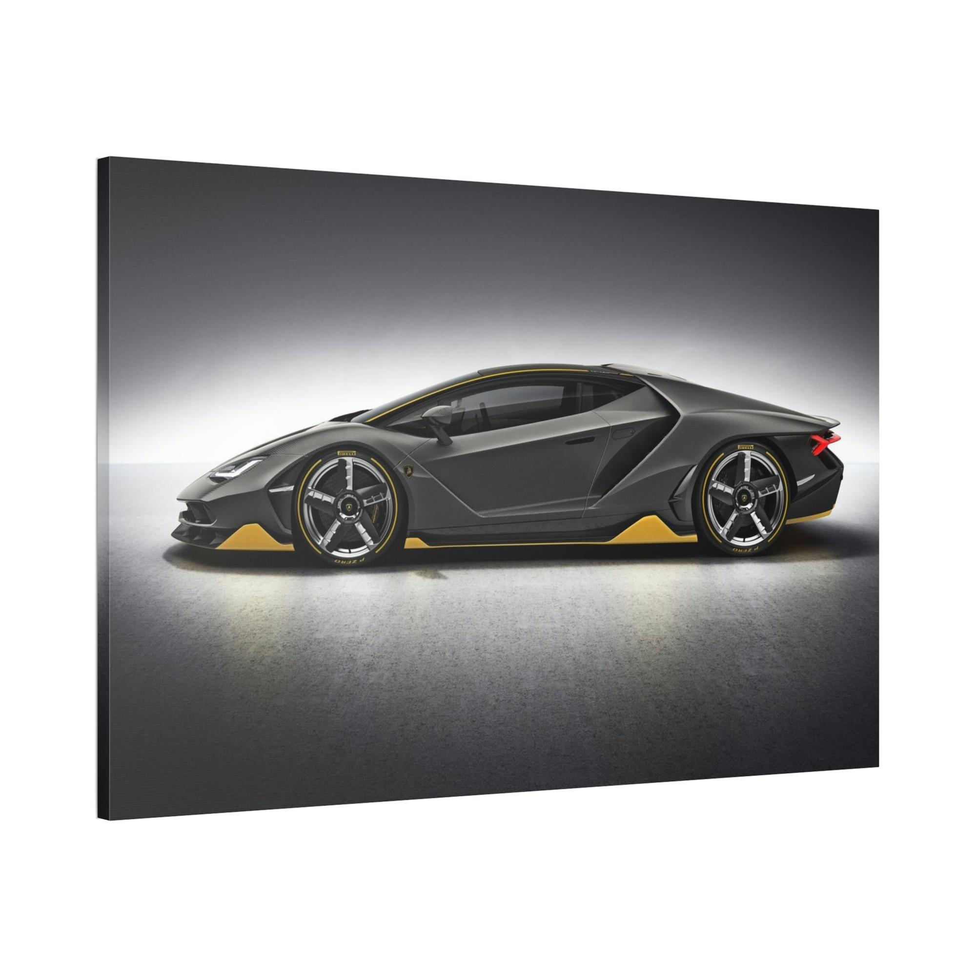 Lamborghini Bold and Beautiful: Wall Art of a Lamborghini on a Natural Canvas & Posters