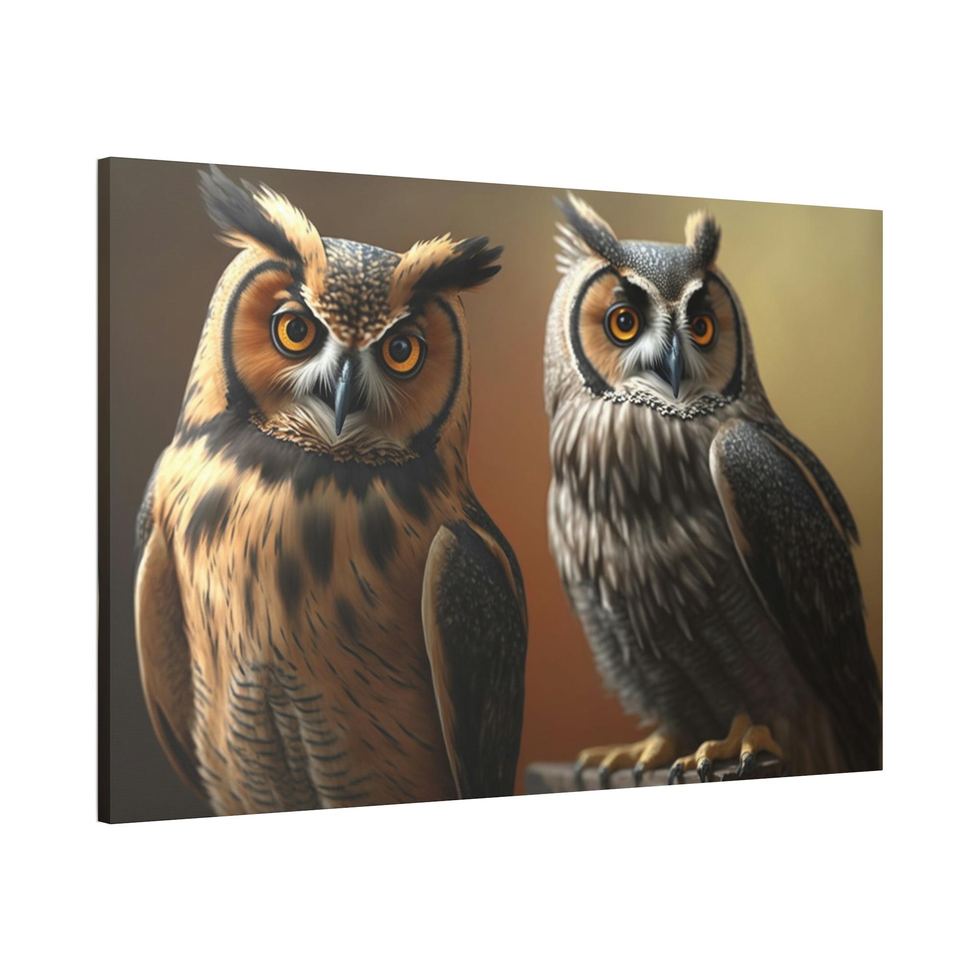 Owls Guardians of the Forest: Ethereal Owls Gaze Out from the Canvas
