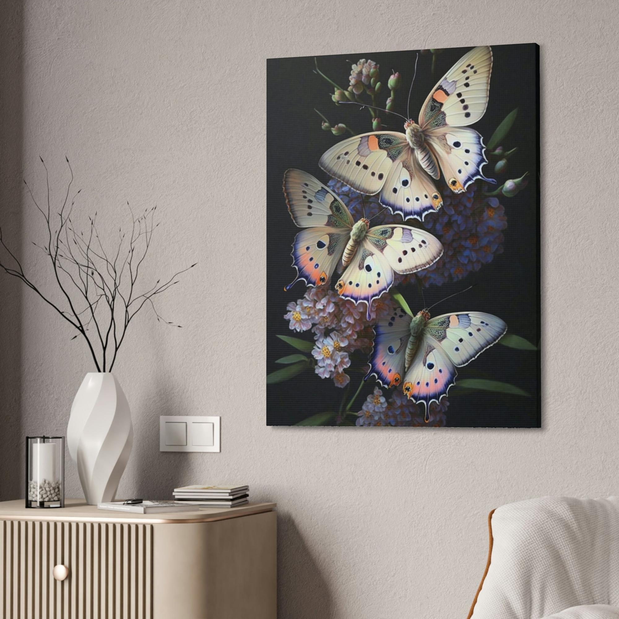 Butterflys Butterflies in Bloom: Canvas & Poster Print of Insects Pollinating Flowers