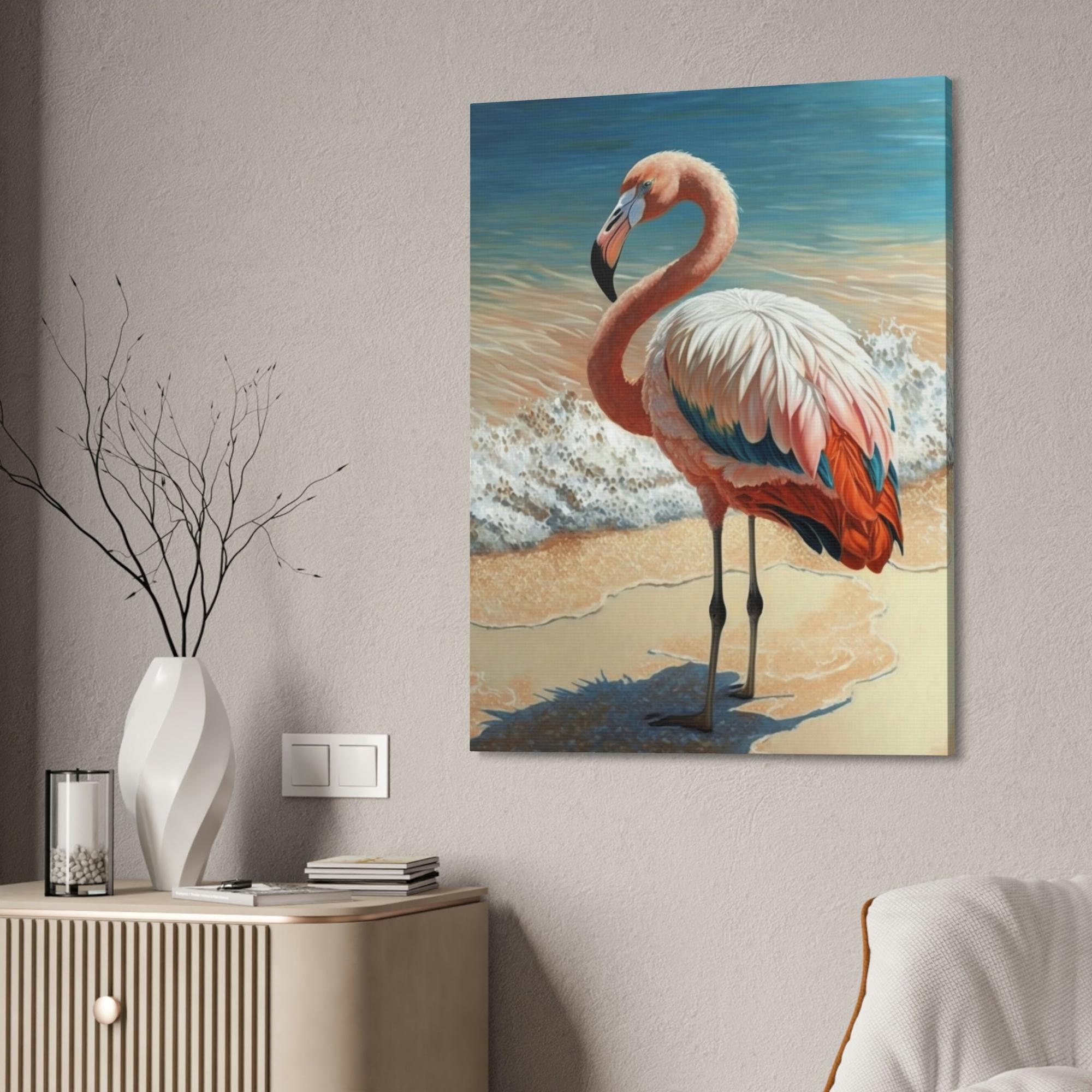 Flamingos A Splash of Pink: A Canvas of Flamingos and Coastal Charm