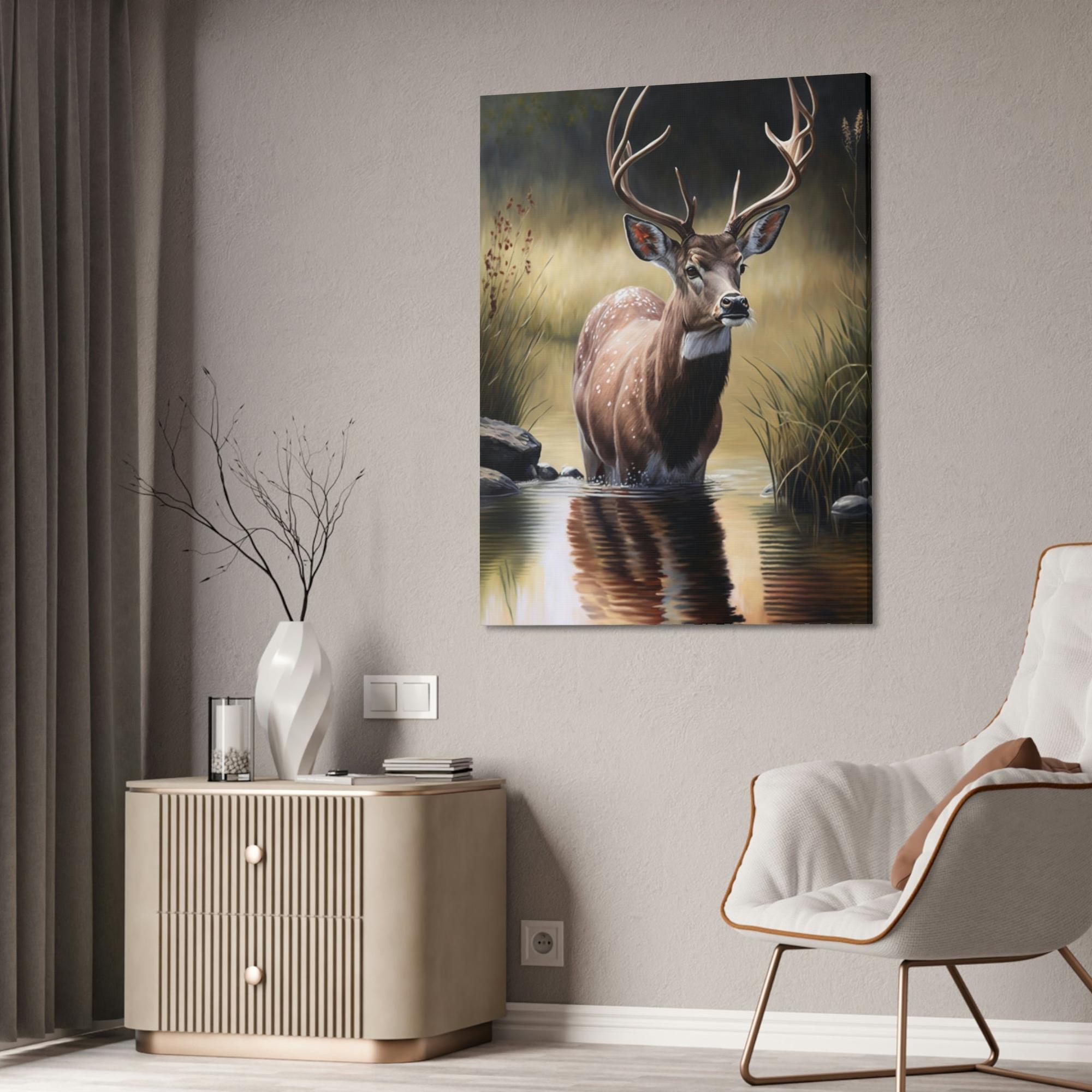 Deers Deer Vision: A Canvas Rustic Landscape