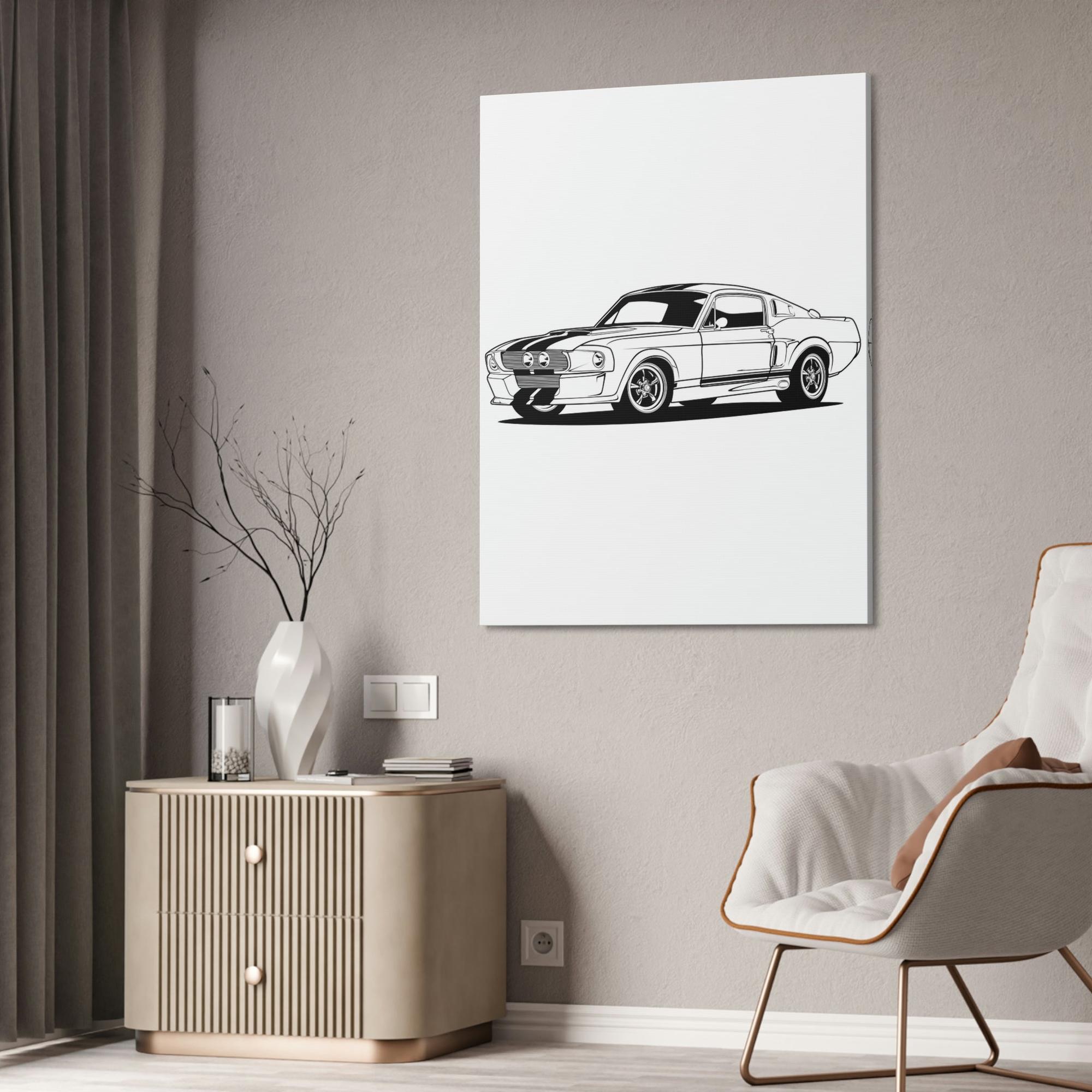 Mustang Thrill of the Ride: Framed Canvas Poster of a Mustang Sports Car for Automotive Art Connoisseurs
