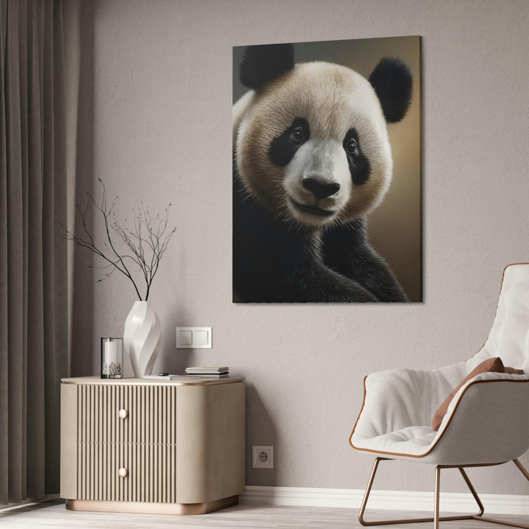 Pandas Panda at Rest: A Serene Portrait of Gentle Giant on Canvas