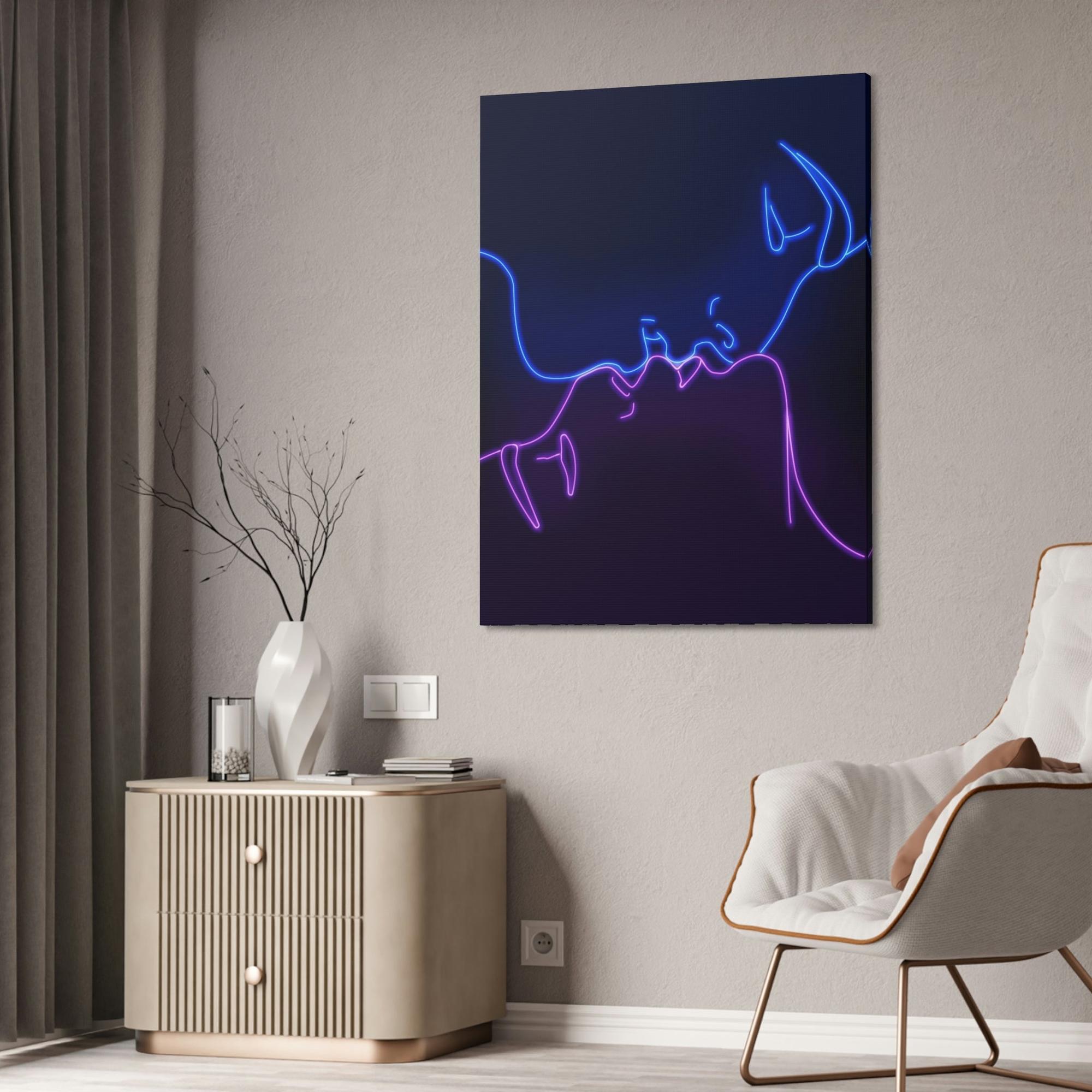 Neon Neon Splendor Unleashed: Radiant Wall Art on Natural Canvas and Framed Poster Prints