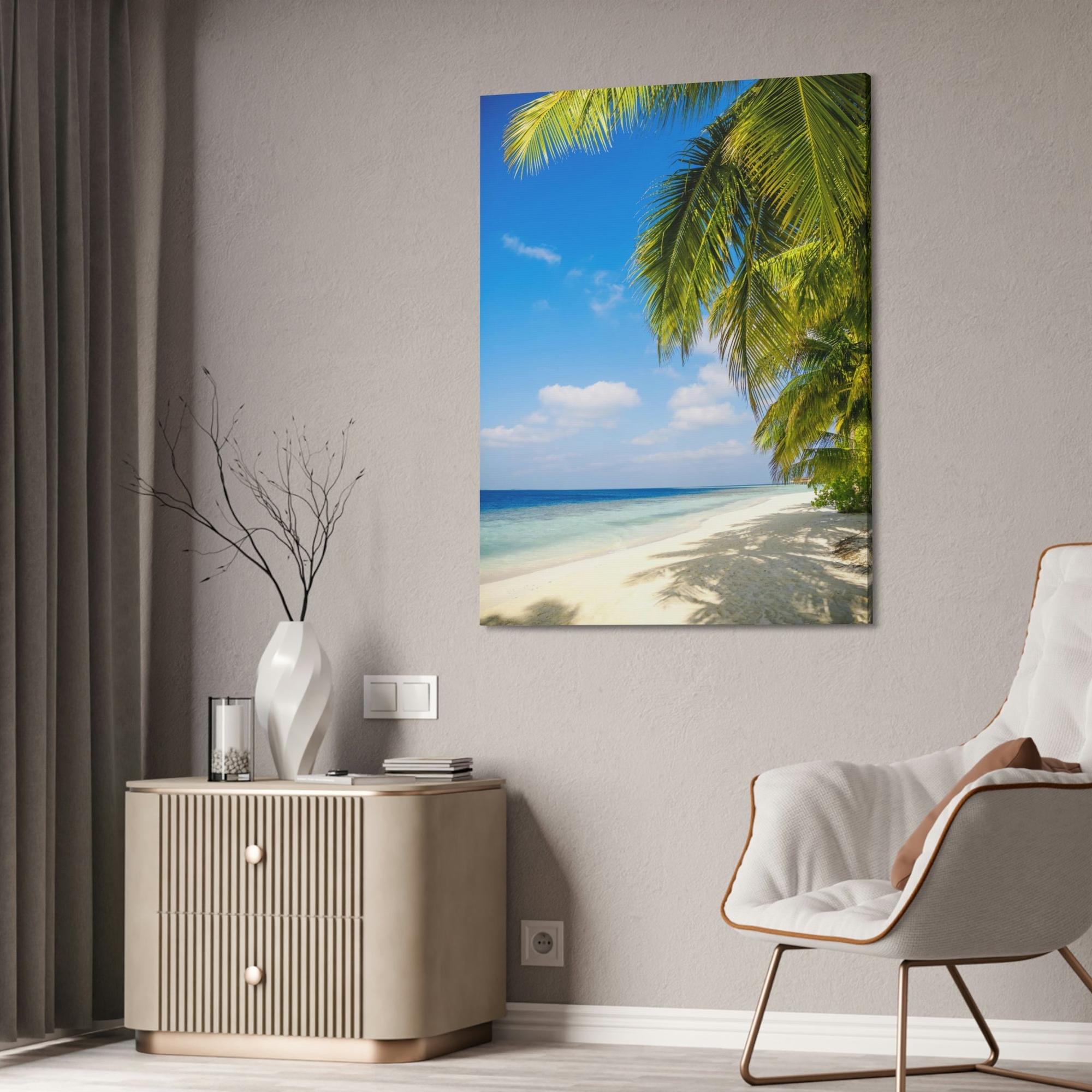 Island Beach Shores of Serenity: Wall Art of an Island Beach on a Natural Canvas & Poster