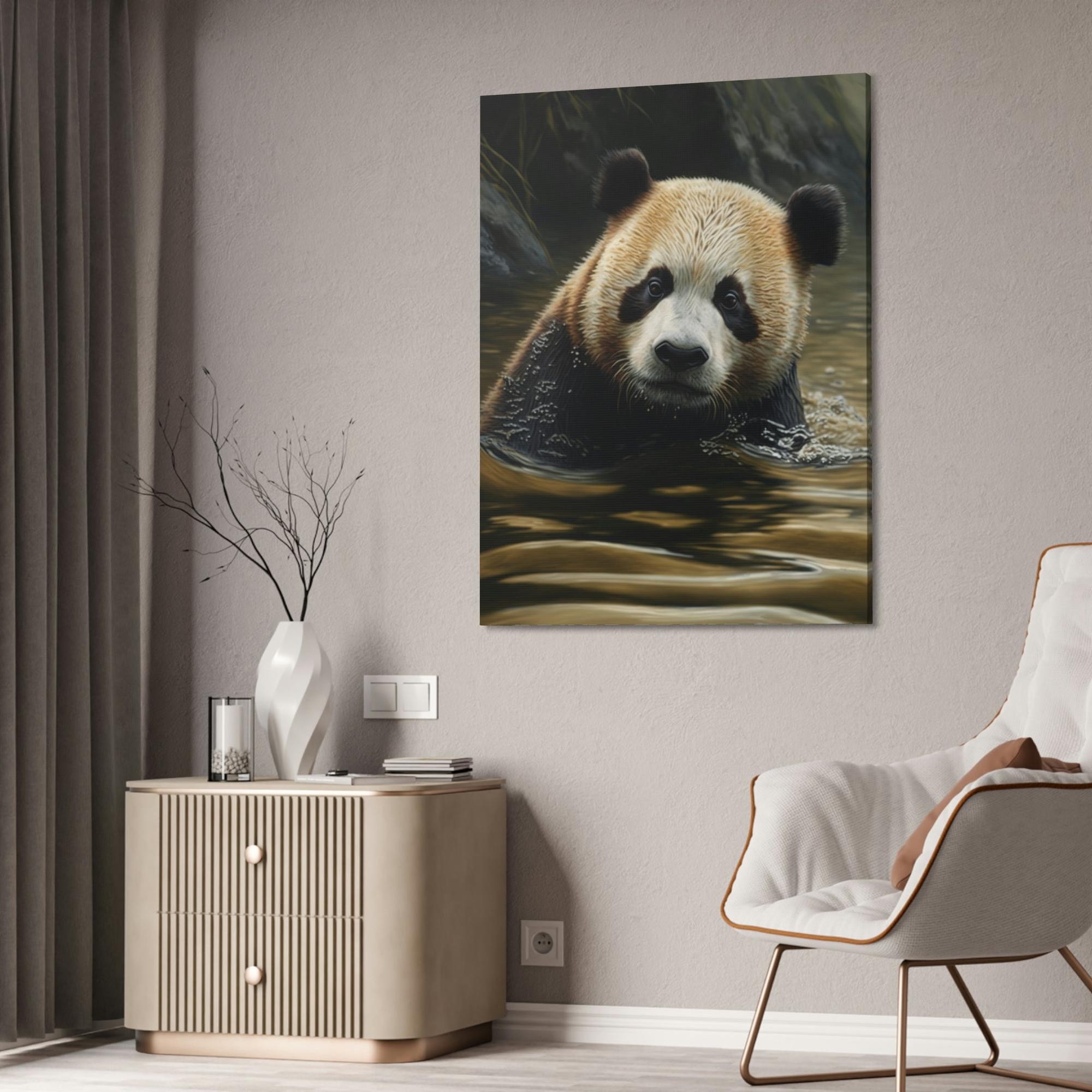 Pandas Water Wading Panda: A Serene Scene