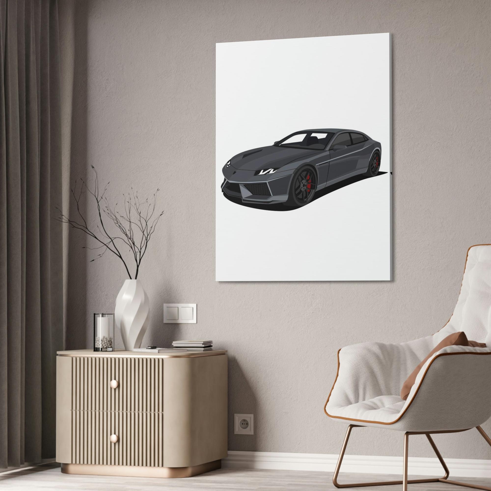 Lamborghini Mysterious Power: Black Lamborghini Framed Canvas & Poster Artwork