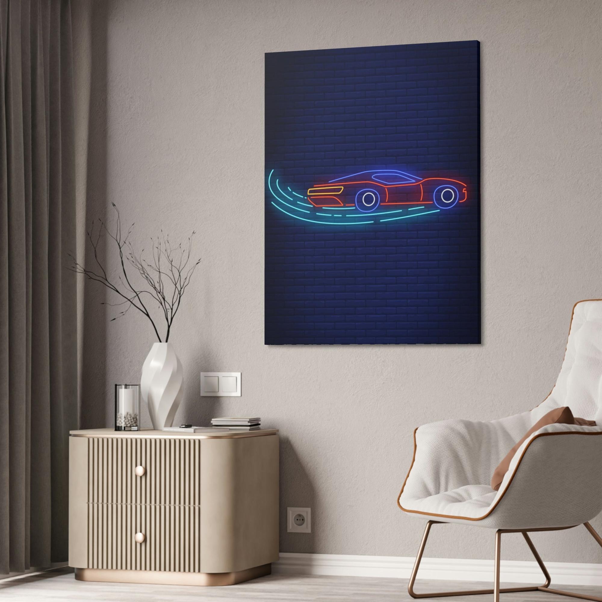 Neon Illuminating Imagination: Neon-themed Wall Art Prints on Natural Canvas