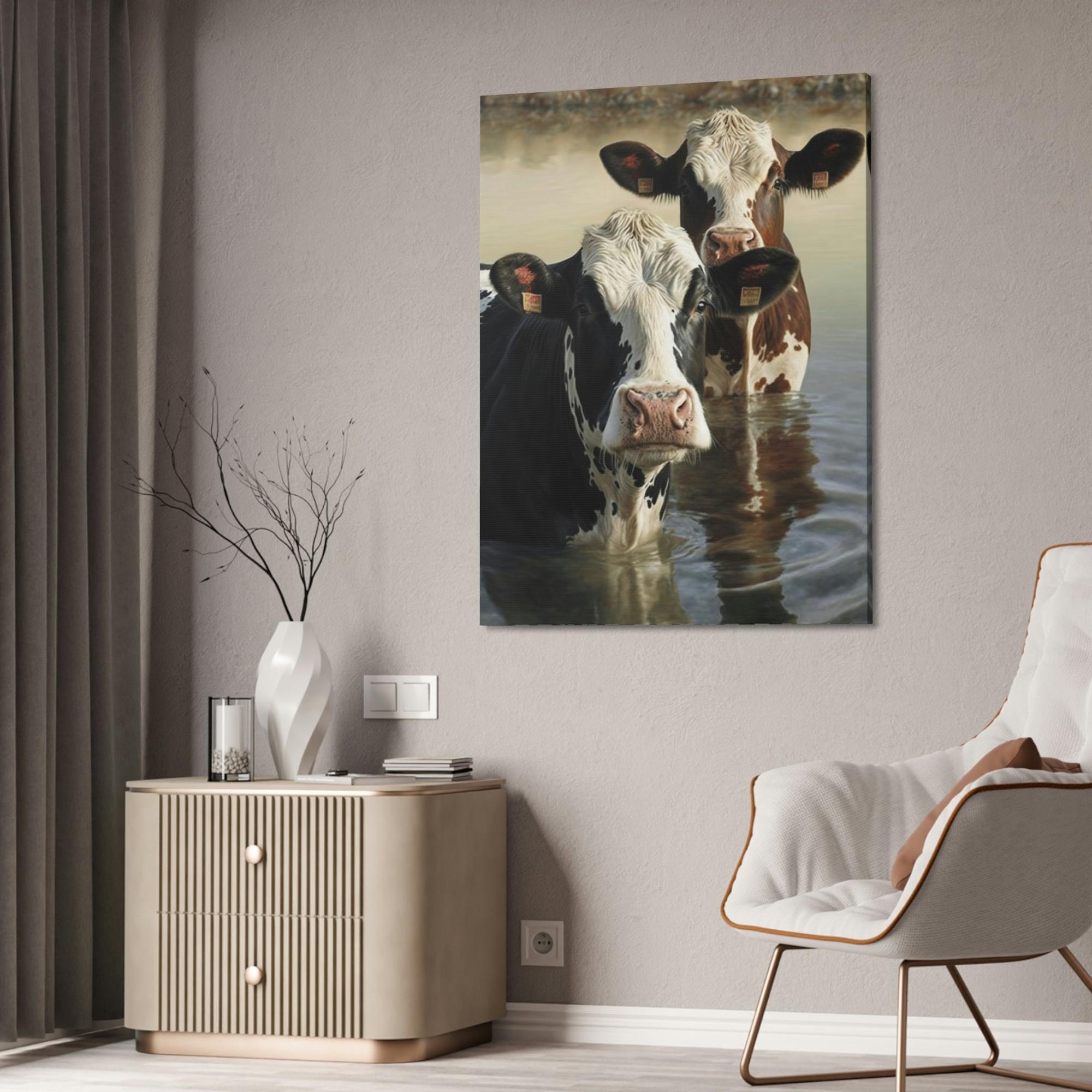 Cows Majestic Cows: A Canvas Depiction of the Farm Life