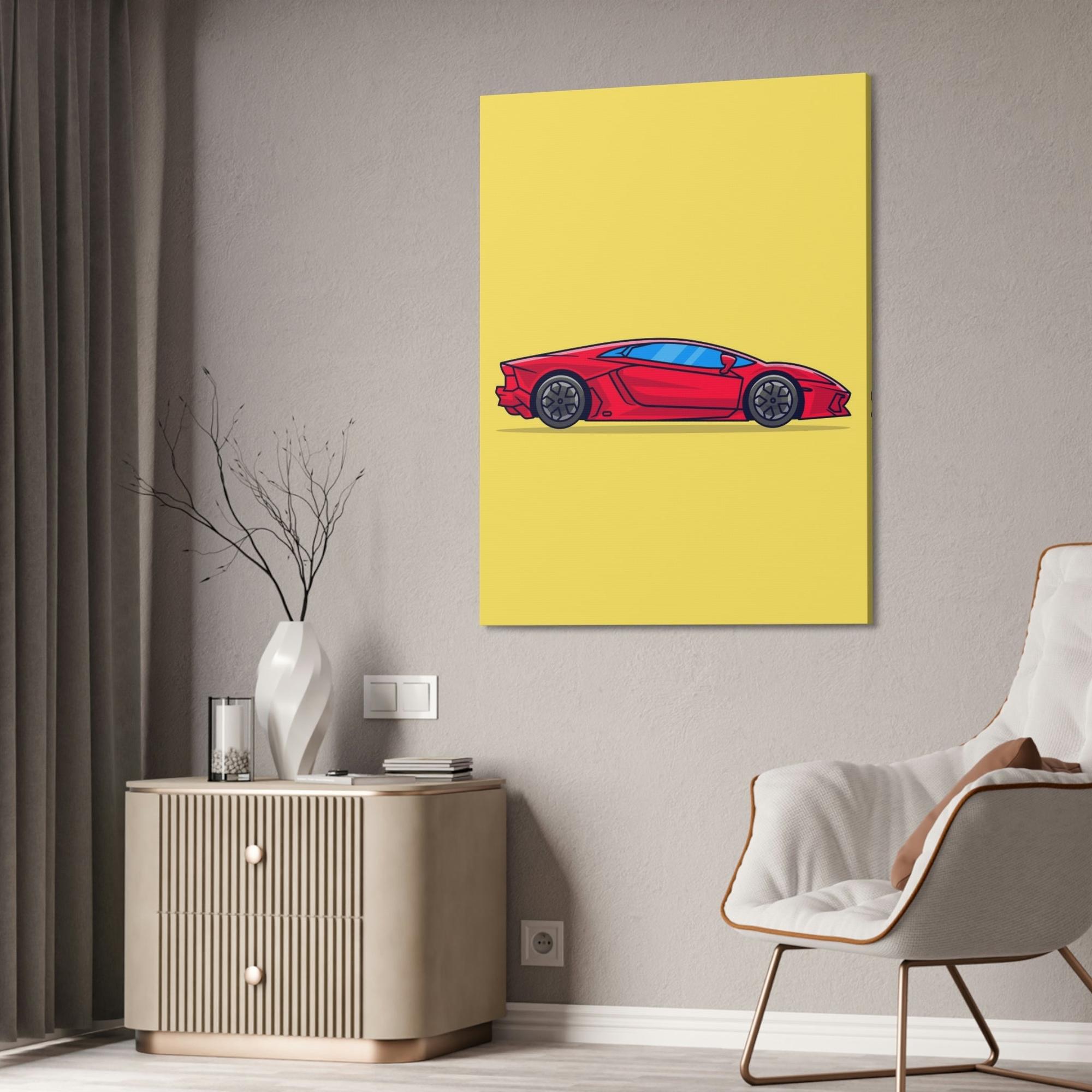undefined Vibrant Velocity: Red Lamborghini Canvas & Poster Print for Art Enthusiasts