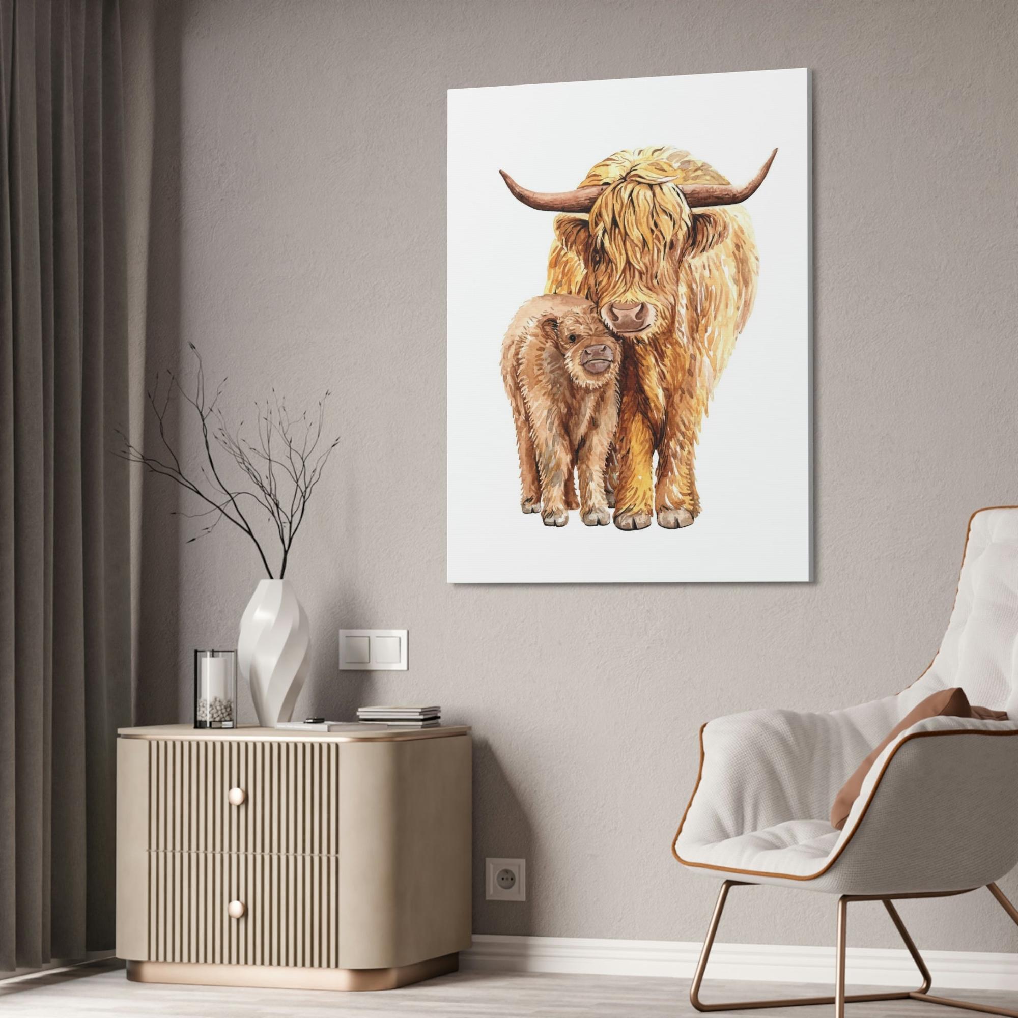 Cows Maternal Love: Heartwarming Wall Art Depicting a Cow Mother and Calf