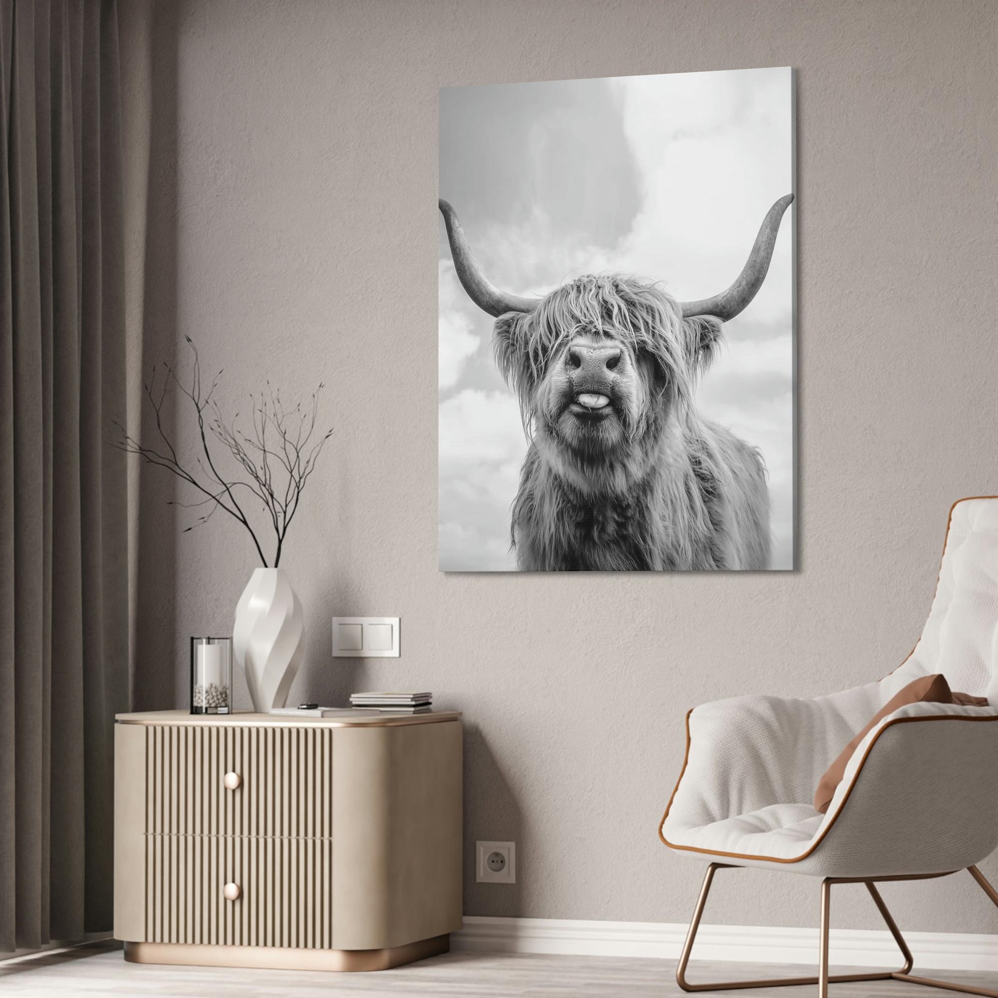 Highland Cow Highland Cow | Wooly Cattle | Black-White Art — Pixoram