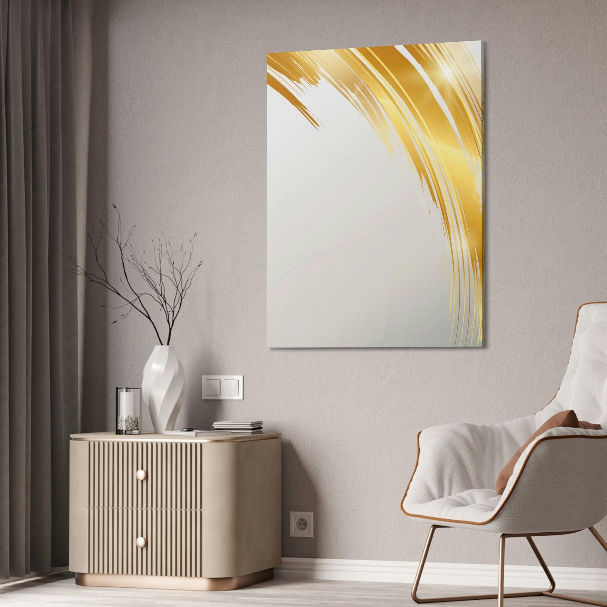 Gold Abstract Art Gilded Elegance: Gold Abstract Art on Natural Canvas & Poster