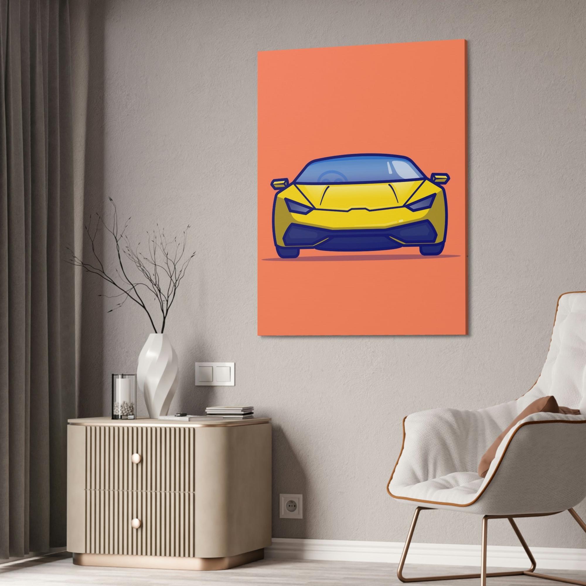 undefined Luminous Speed: Yellow Lamborghini Wall Art on Framed Canvas & Poster