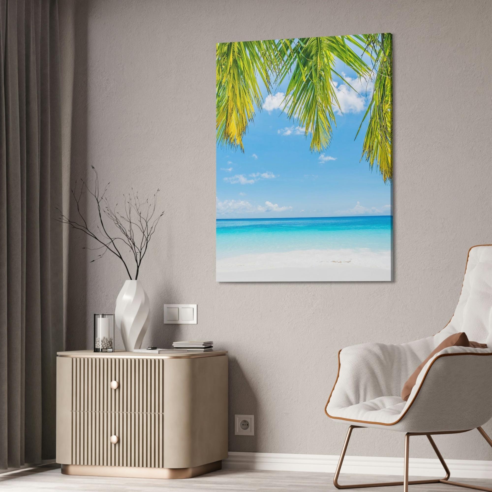 Island Beach Beach Bliss: Wall Art of a Relaxing Island Beach on a Framed Canvas & Poster