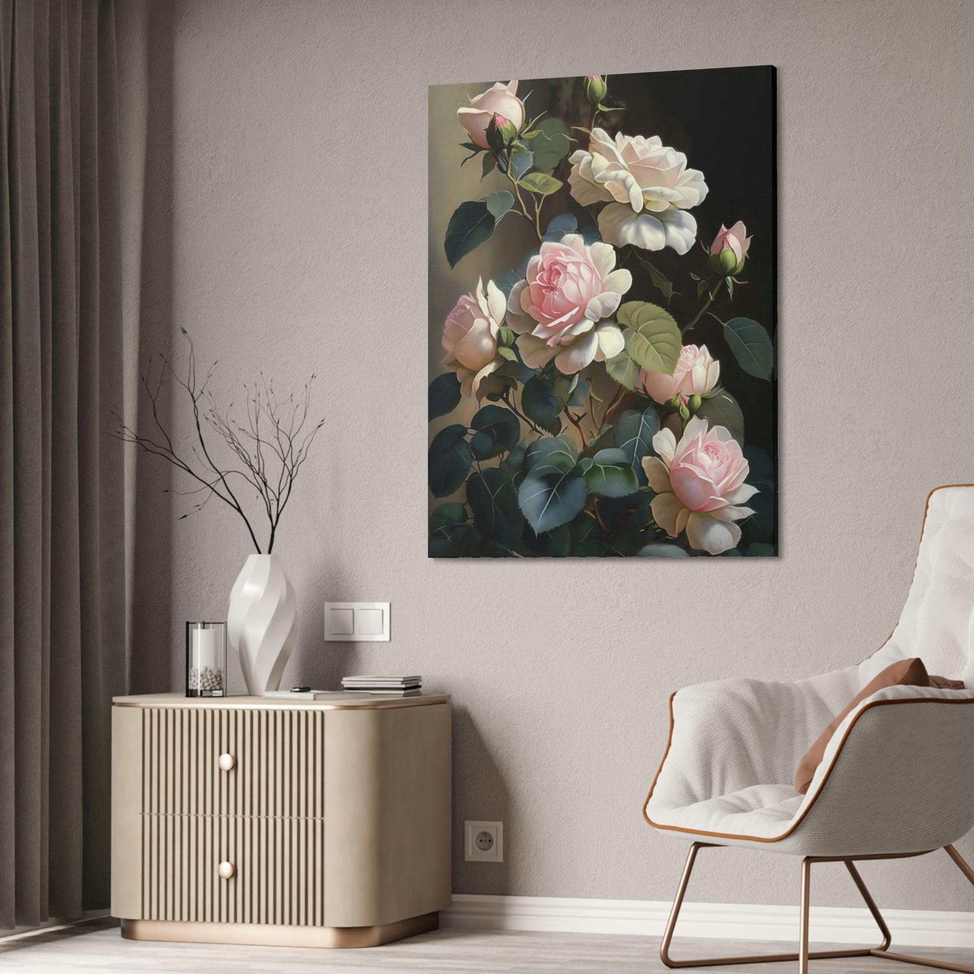 Roses Rose Serenade: A Romantic Painting on Canvas