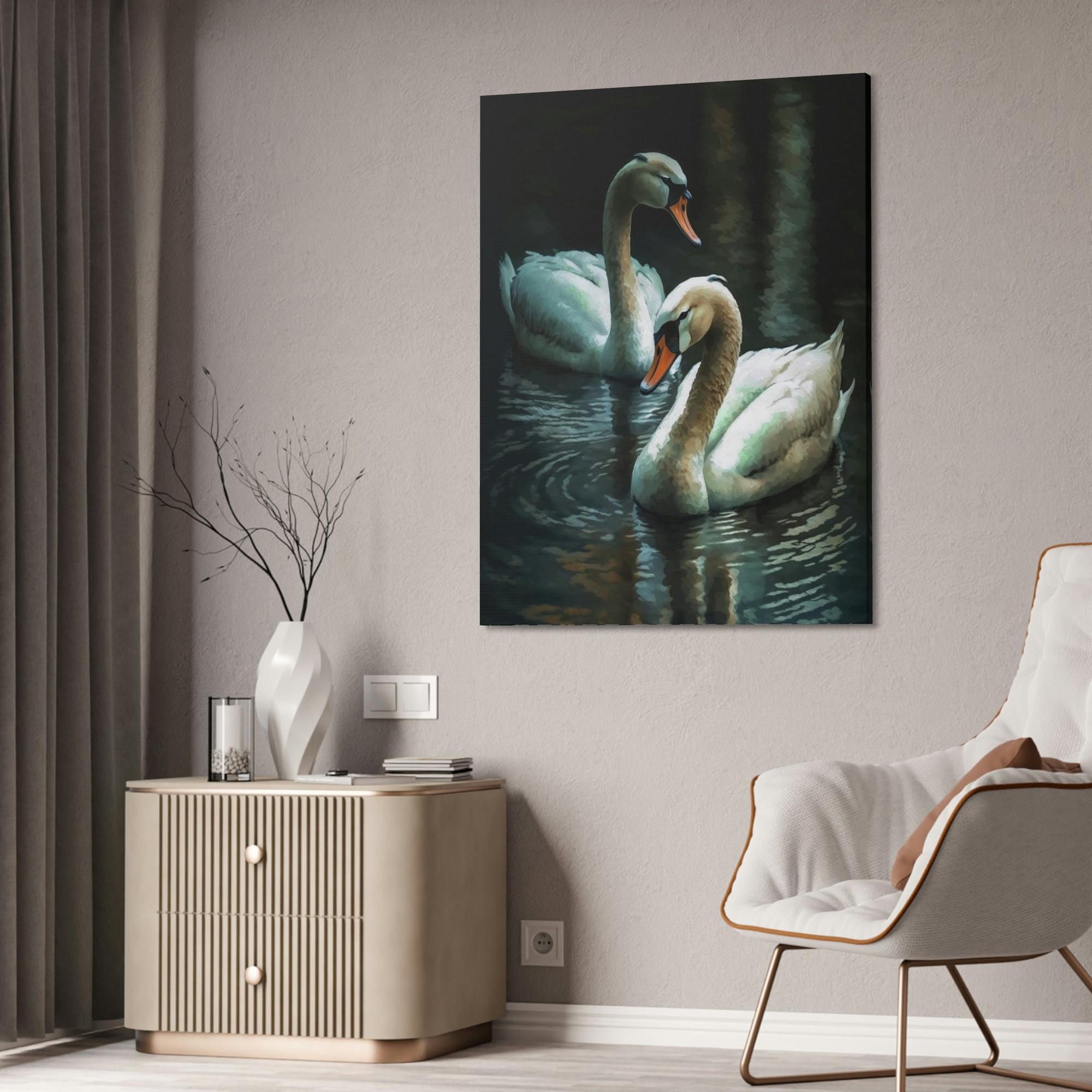 Swans Swan Lake: A Dreamy Painting on Canvas