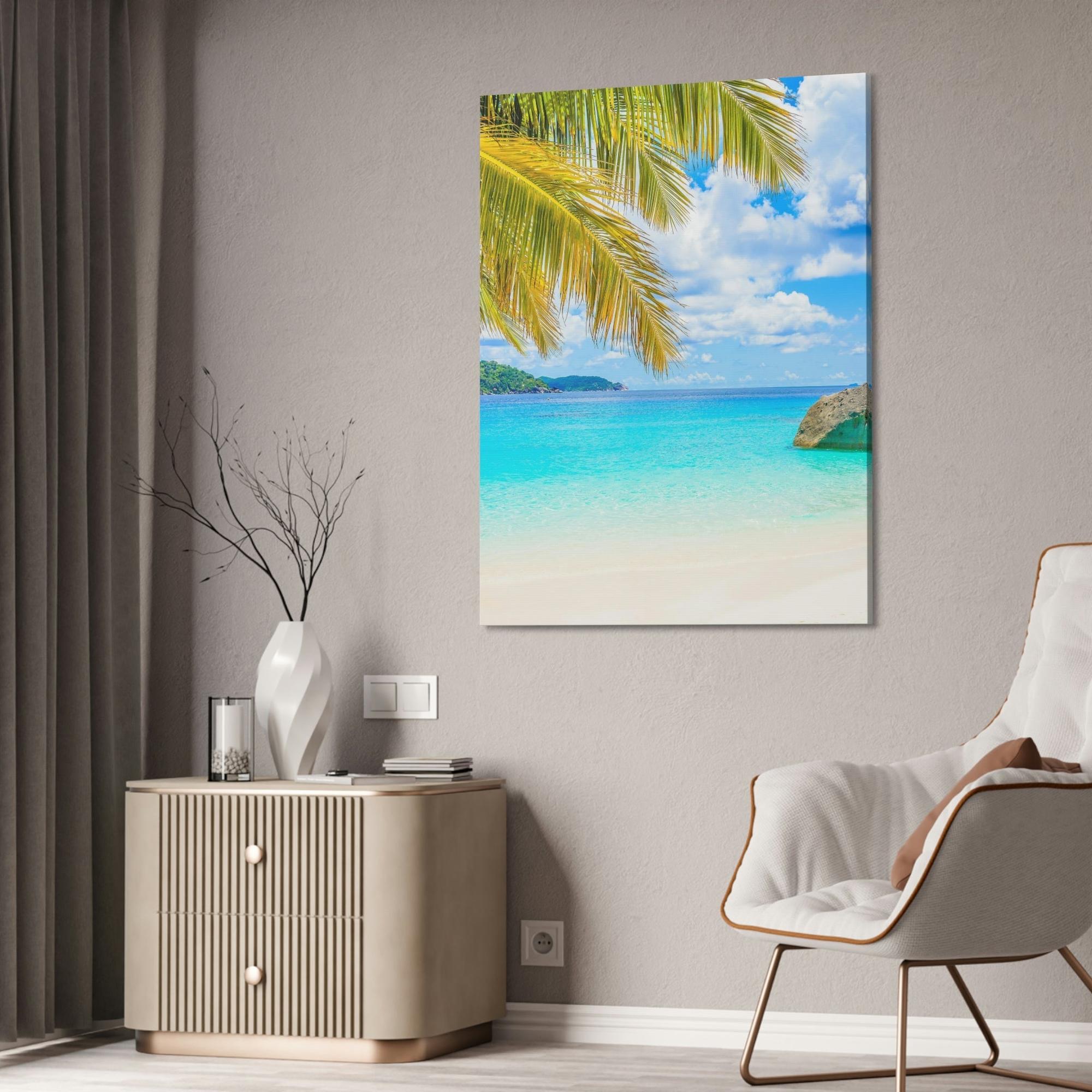 Island Beach Seaside Splendor: Canvas Art of a Tranquil Island Beach Destination