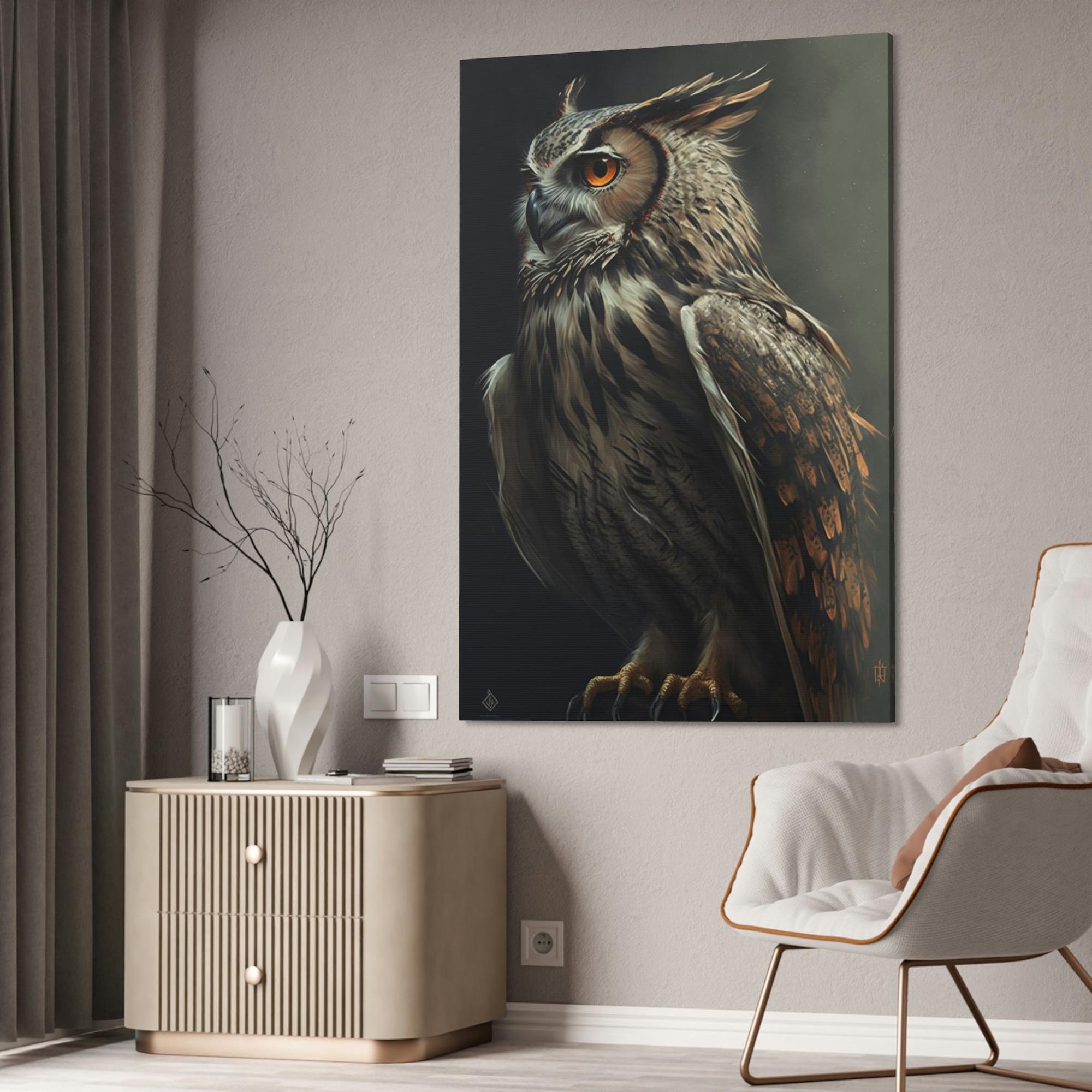 undefined Noble Hunter: An Artistic Depiction of a Single Owl