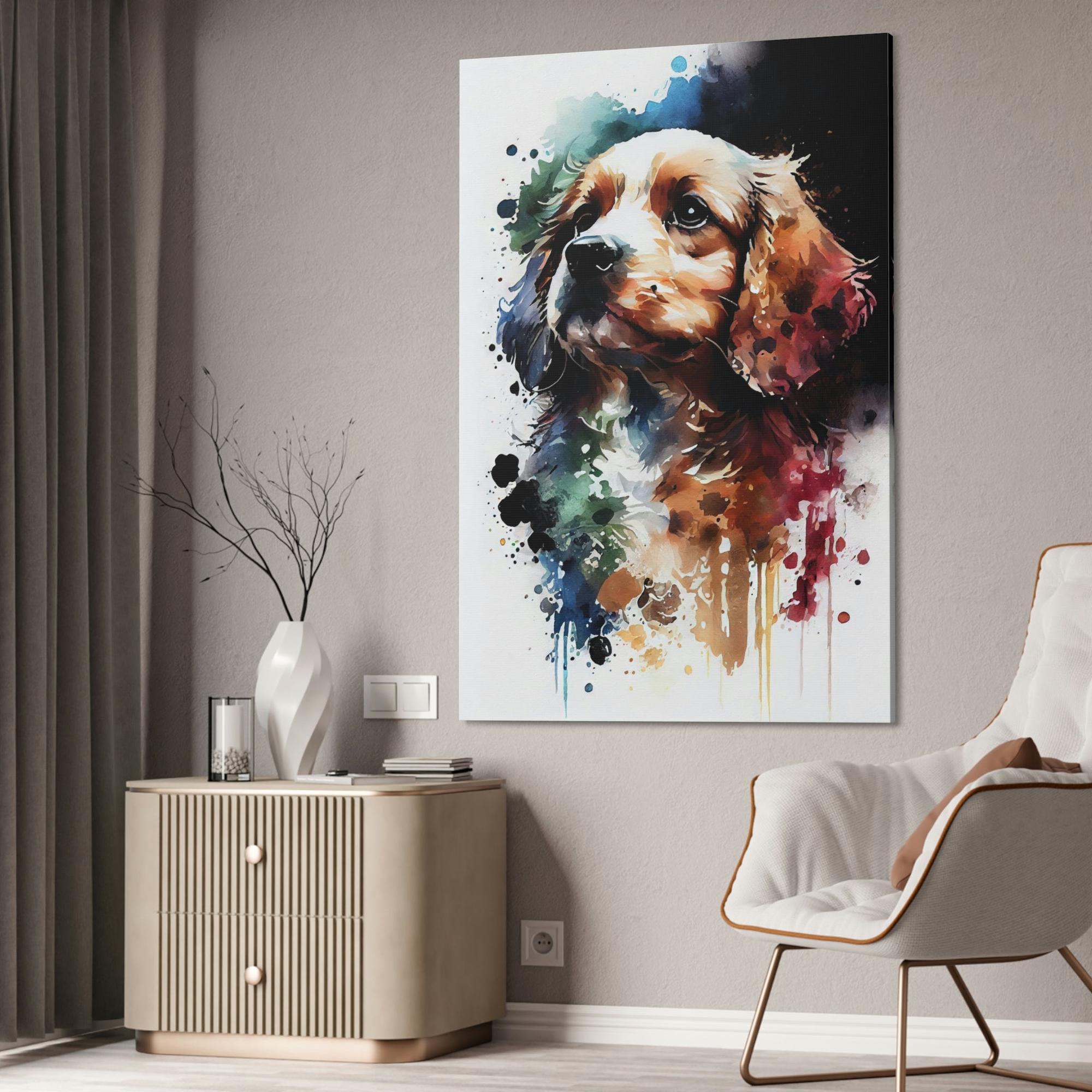 Dogs Framed Furry Friend: Print on Canvas of an Adorable Pup