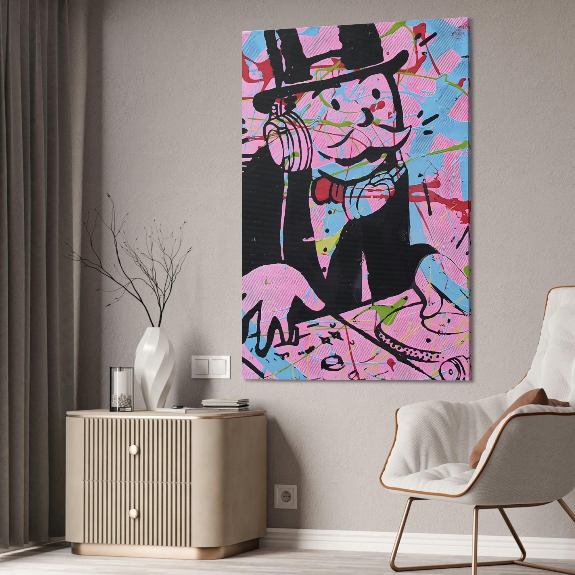Monopoly & Motivation Pop Art Icon: Eye-Catching Wall Art Prints of Alec Monopoly's Iconic Graffiti Style on Natural Canva