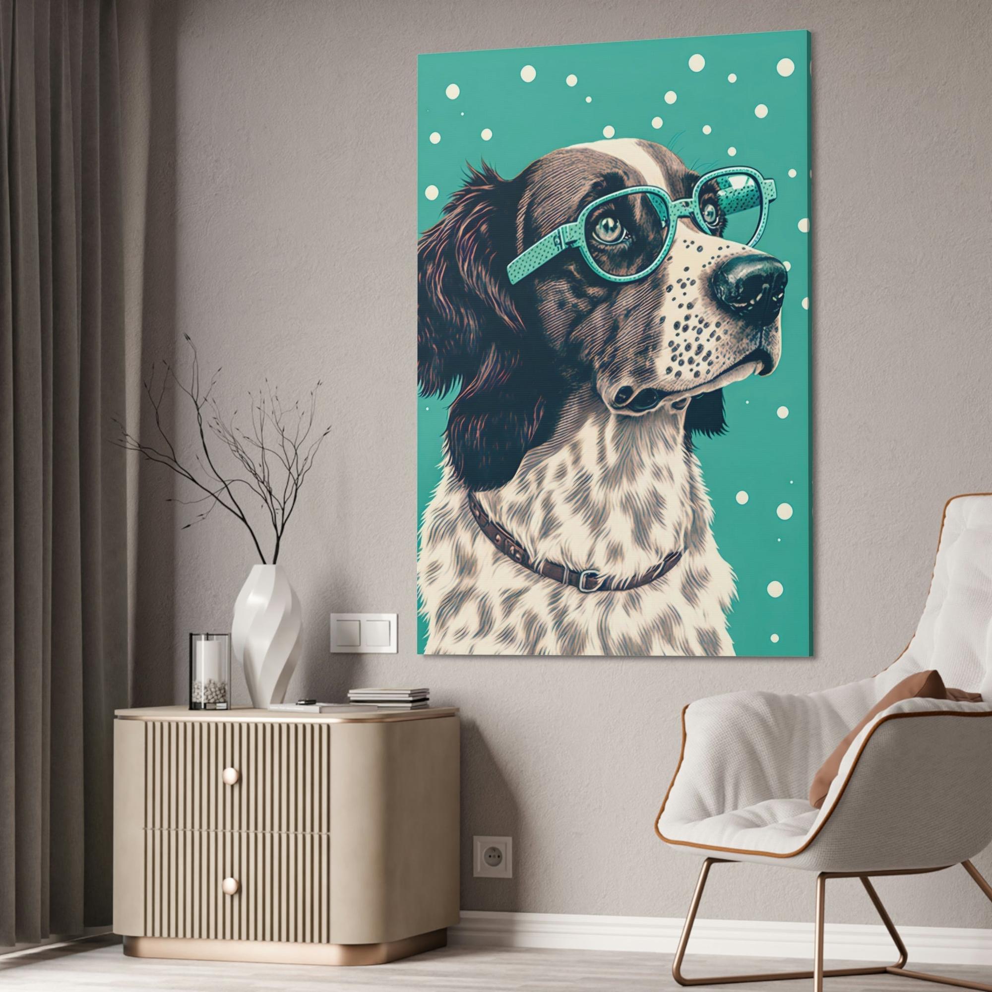 Dogs Playful Pooch: Print on Canvas of a Fun-Loving Dog on Framed Canvas