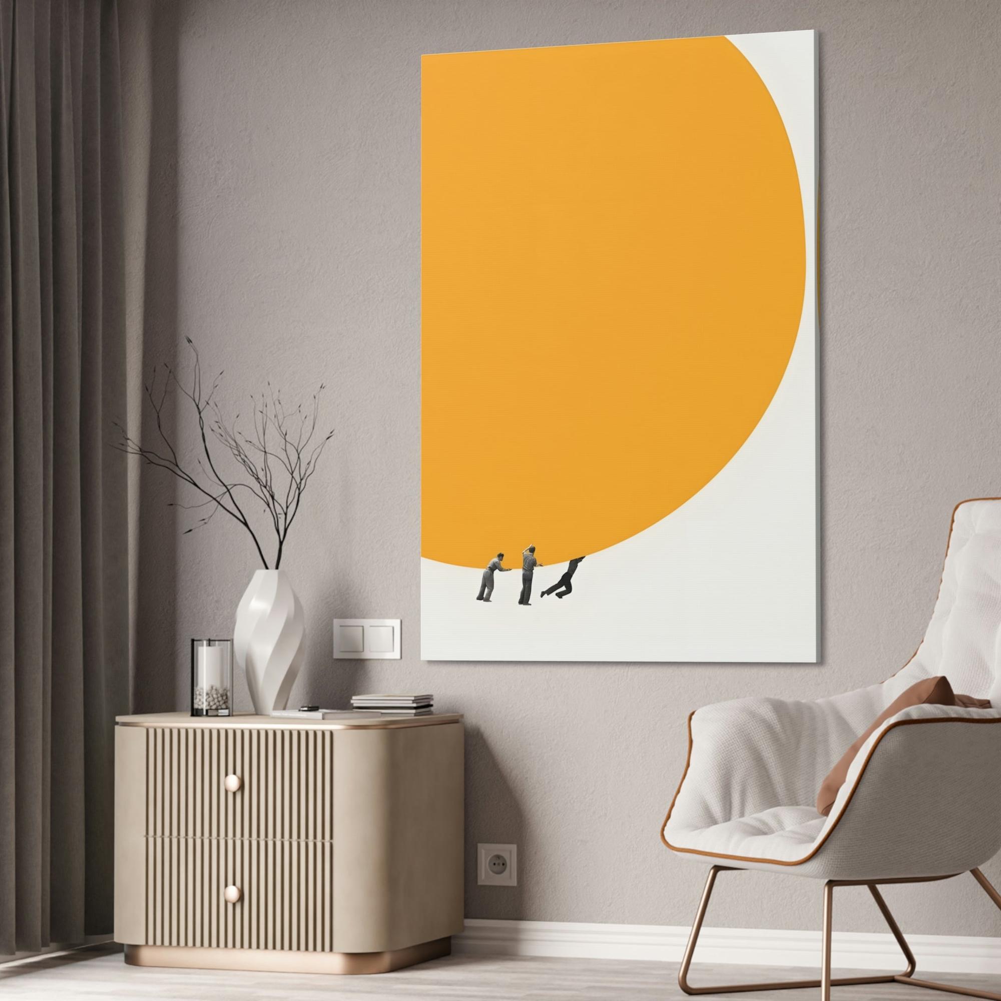Yellow Beautiful Wall Art Print of Yellow Flowers on Natural Canvas