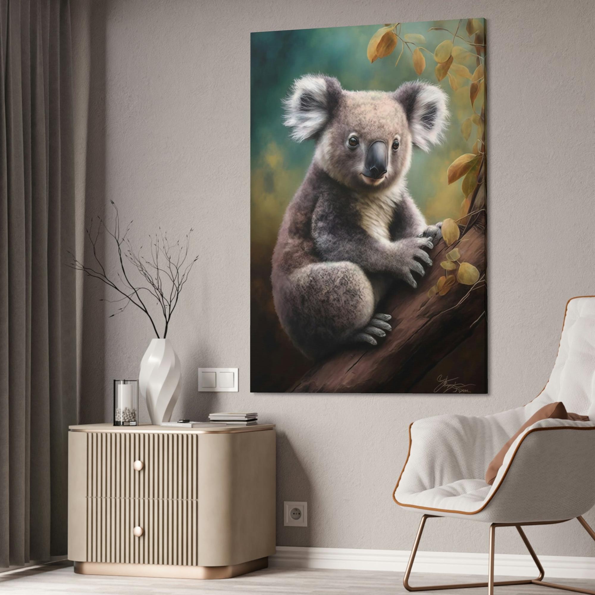 Koalas A Peaceful Moment in the Eucalyptus Forest: A Koala Painting on Canvas