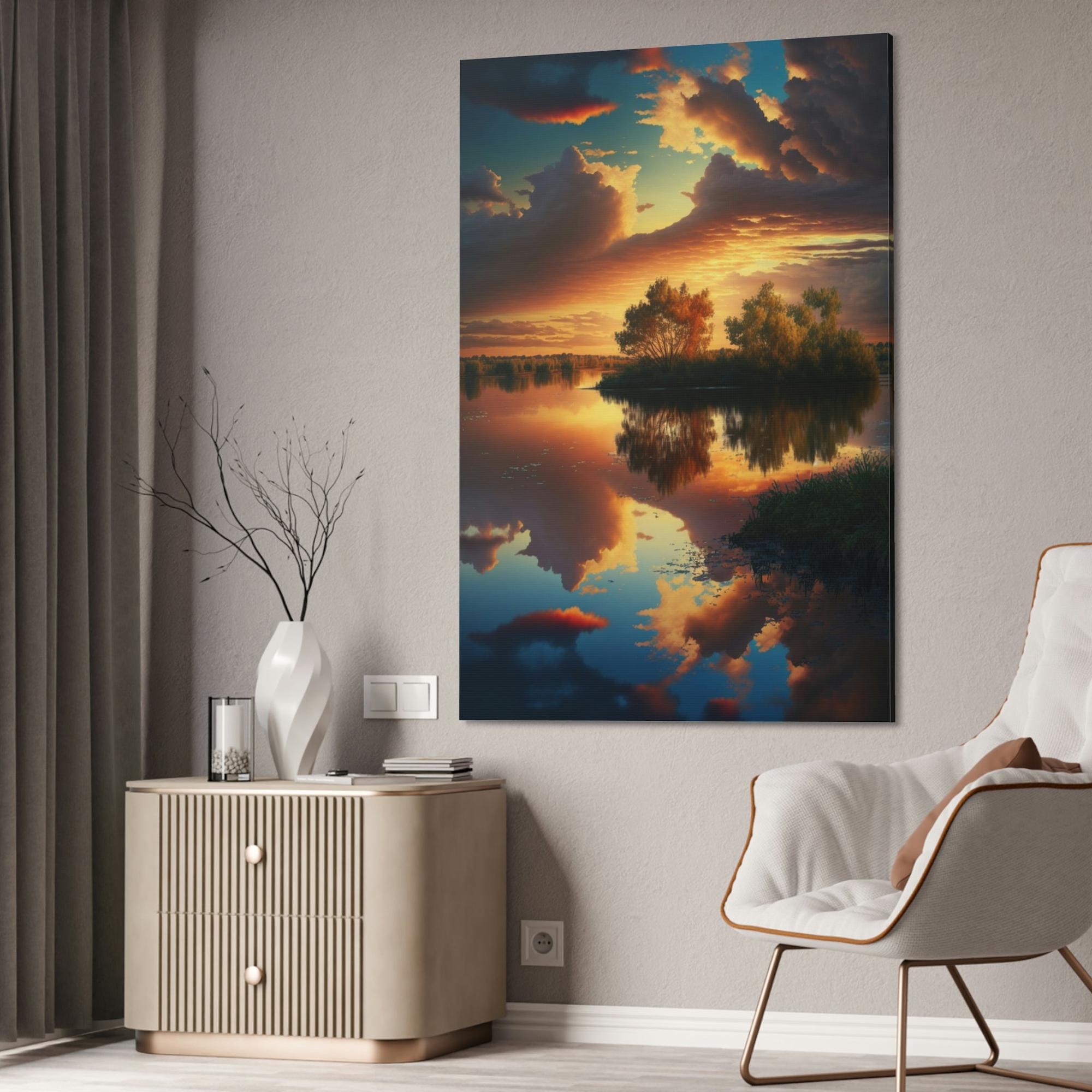 undefined Lake Reflections: Framed Canvas & Poster Print of a Picturesque Lakeshore