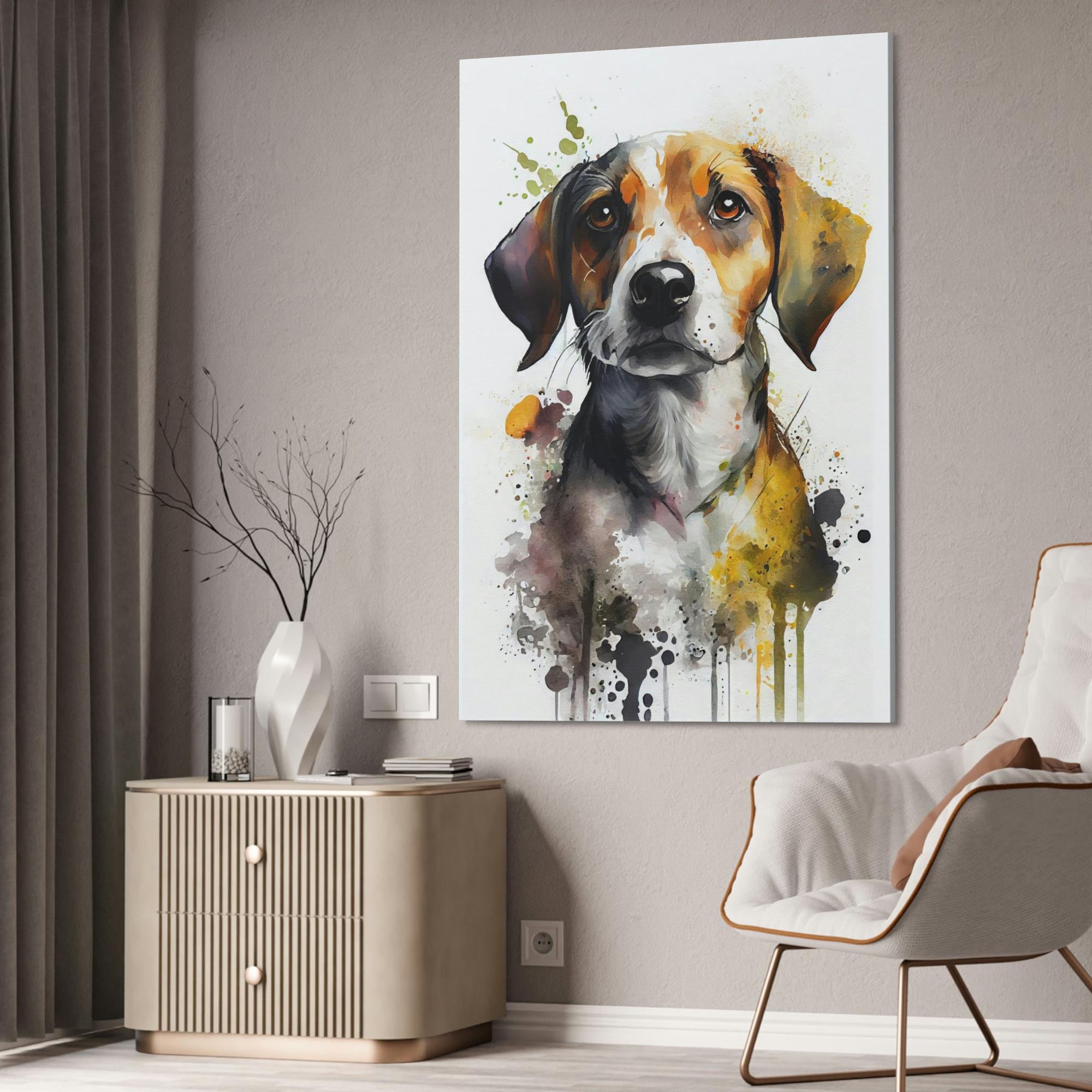 Dogs Canine Companion: Natural Canvas Wall Art of a Loyal Dog