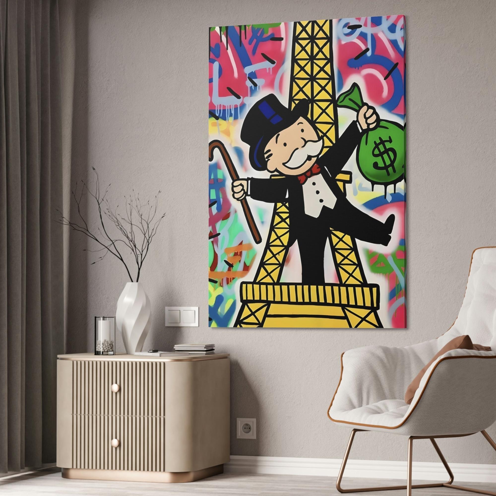 Monopoly & Motivation Living Large: Alec Monopoly's Artistic Prints on Framed Canvas Featuring Images of Wealth and Luxury