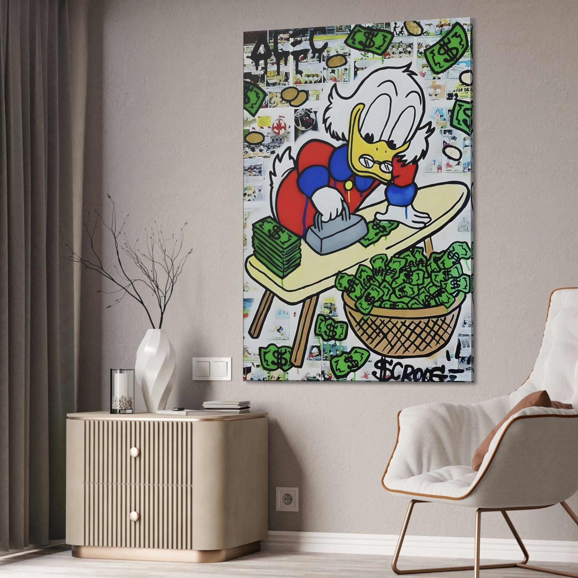 Monopoly & Motivation The Money Duck: Wall Art Prints of a Duck in Alec Monopoly's Iconic Money-Themed Graffiti Style on Framed Canvas