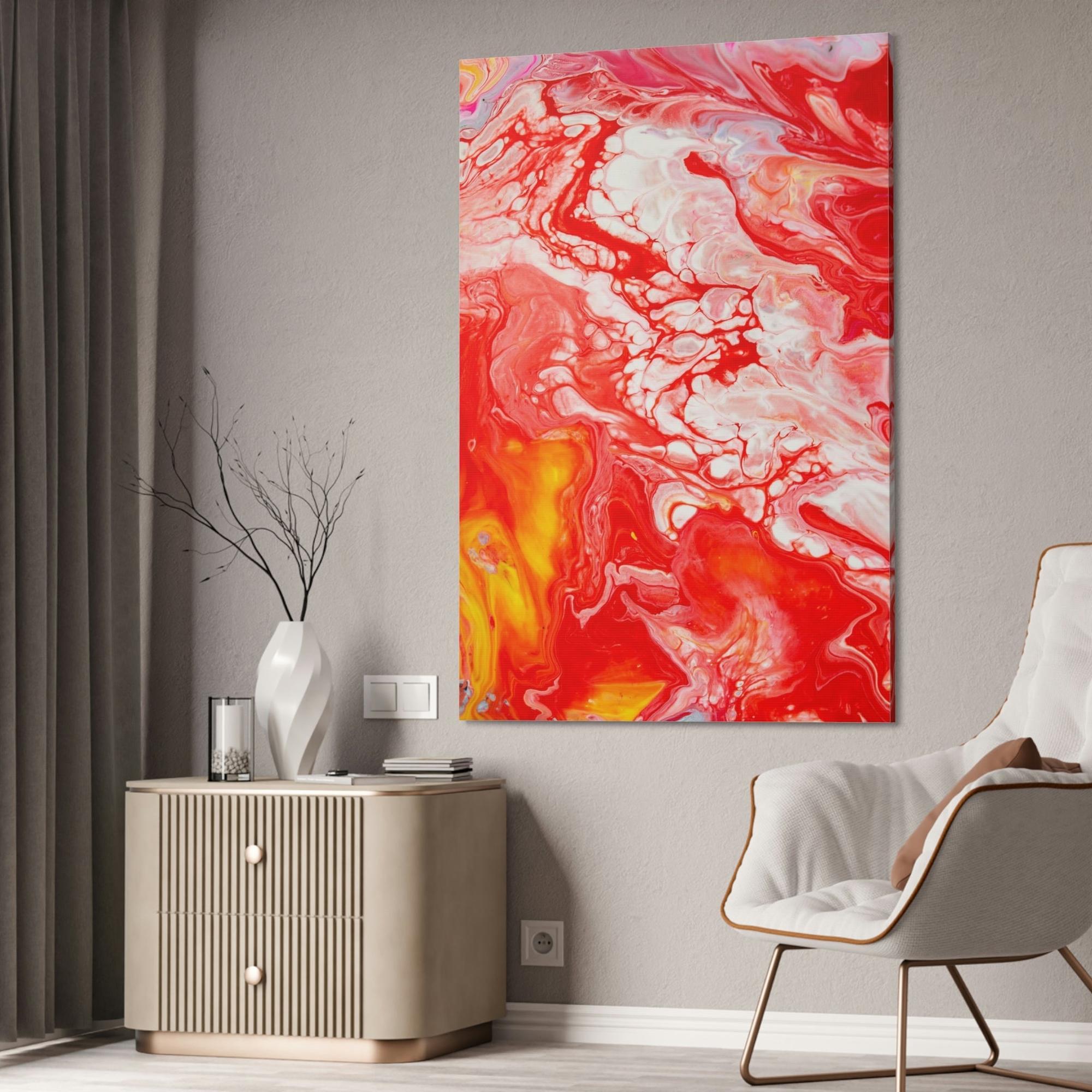 Red Abstract Art Abstract Passion: A Stunning Red Art Print on Framed Poster and Canvas