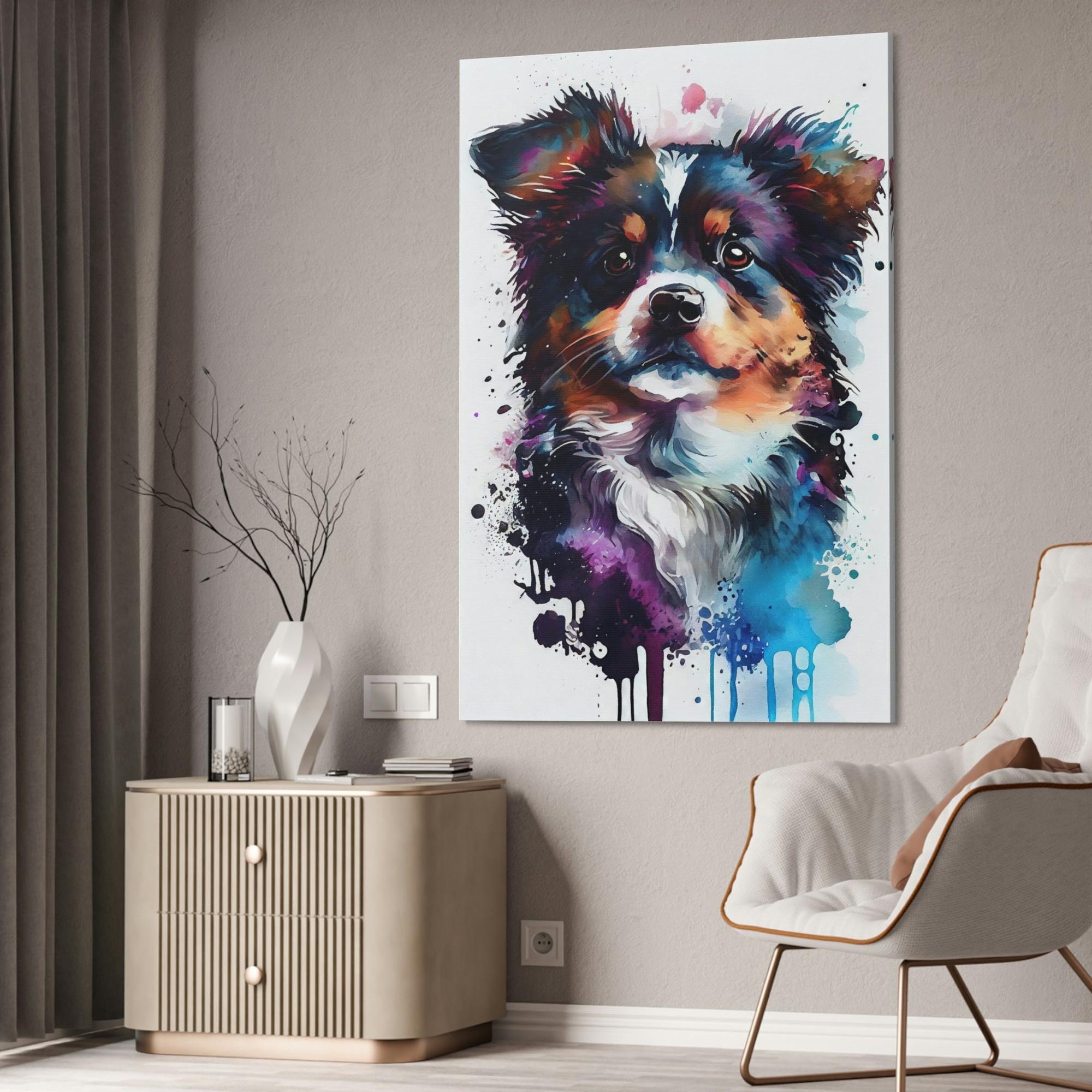 Dogs Dog's Life: Framed Poster of a Happy Pup on Canvas