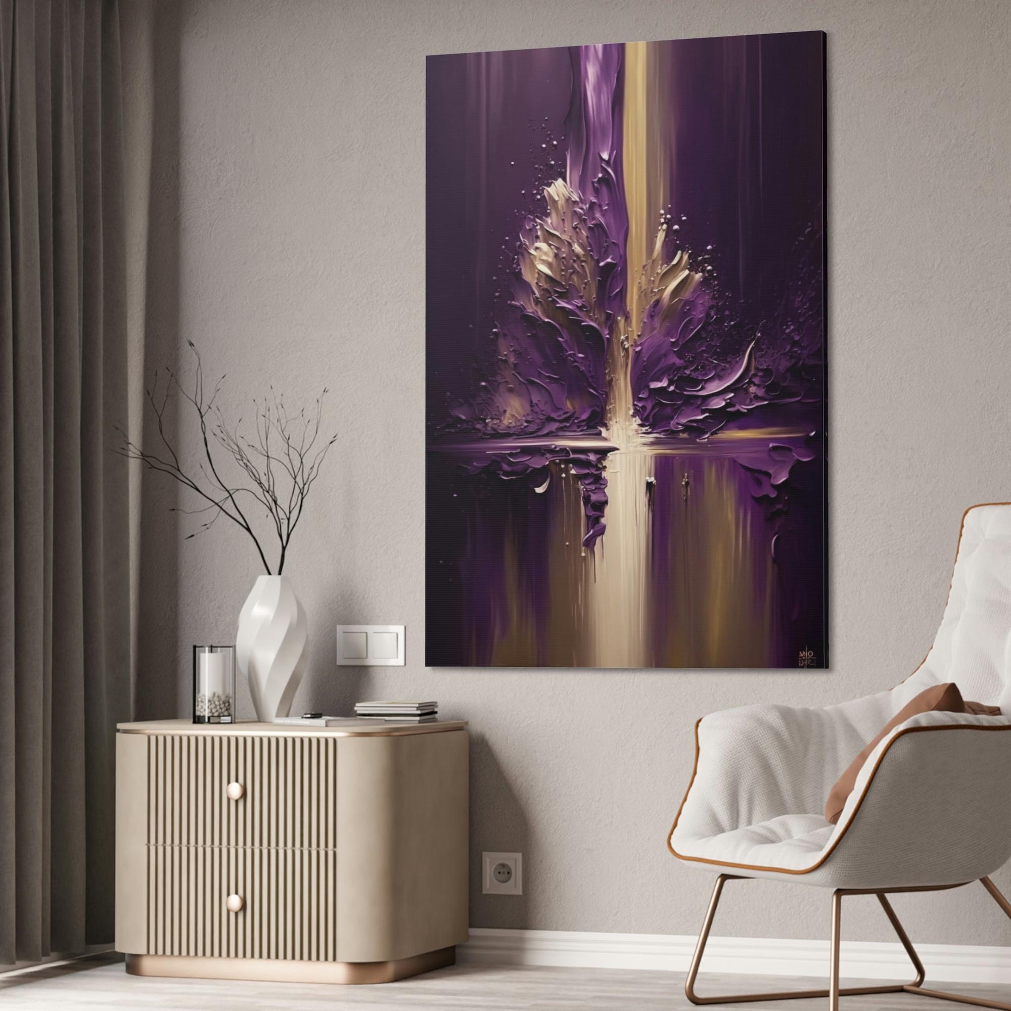 Purple Abstract Art Abstract Elegance: Natural Canvas Wall Art of Delicate Purple Shapes