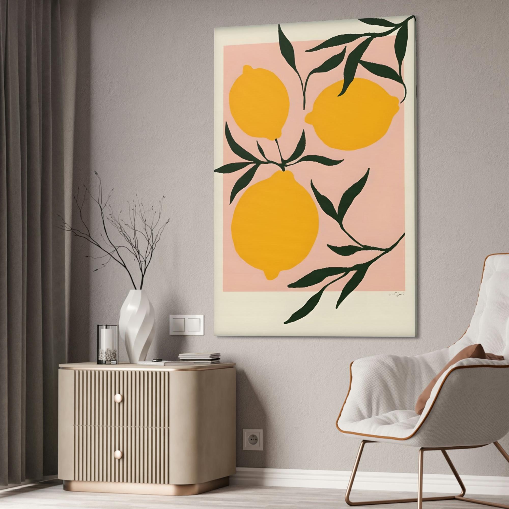 Yellow Refreshing and Vibrant Framed Poster and Canvas Print of Yellow Lemons