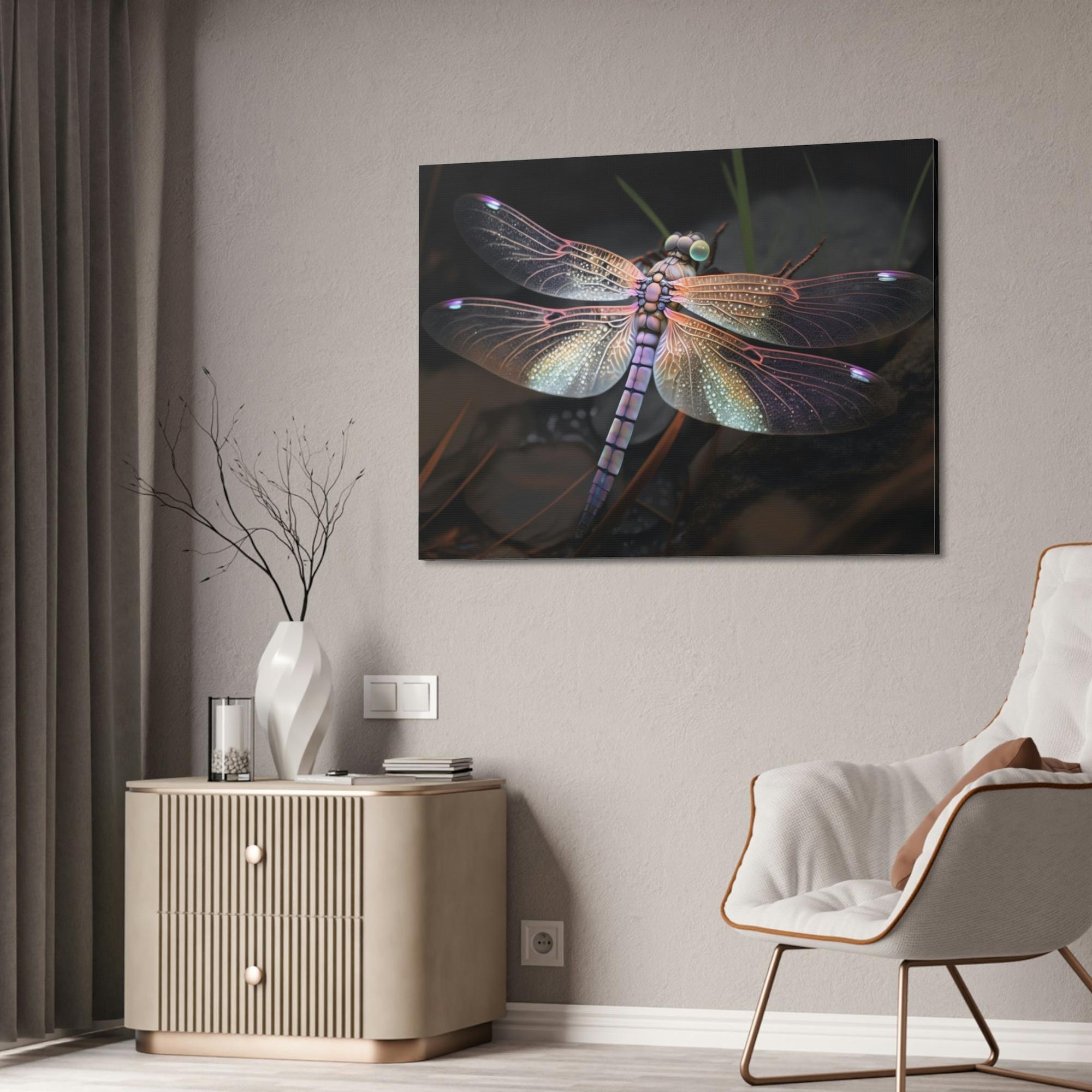 Dragonfly Winged Wonders: A Framed Canvas of Dragonflies in Flight