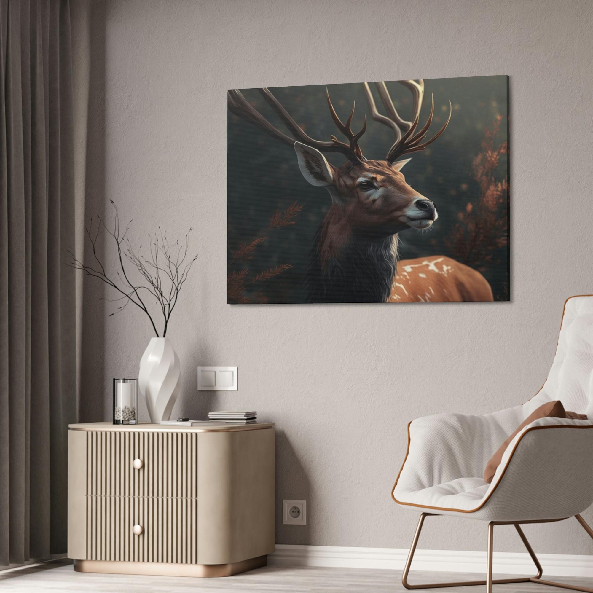 Deers Deer's Solitude: A Canvas Wildlife Contemplation