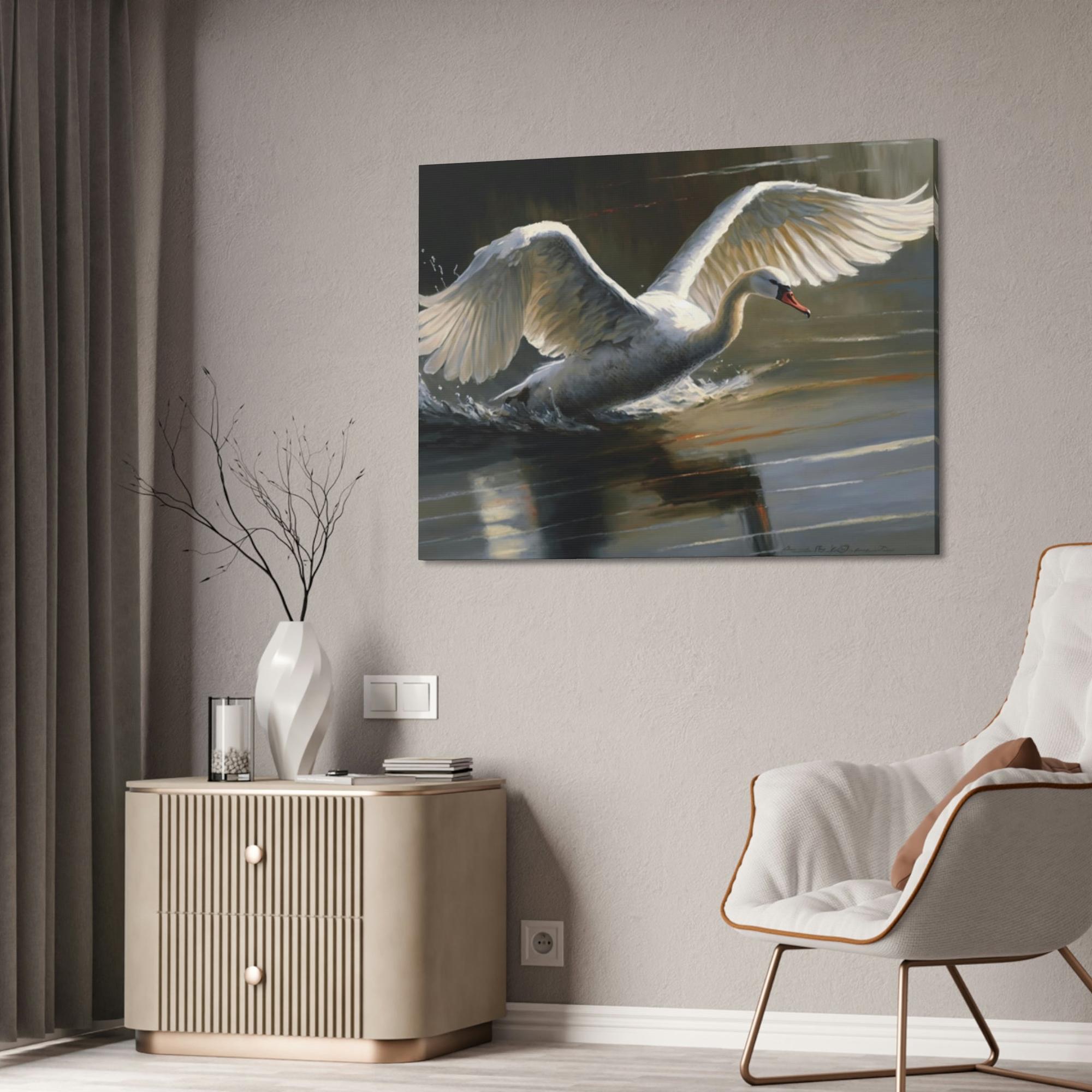 Swans Swan Elegance: A Sophisticated and Luxurious Painting on Canvas