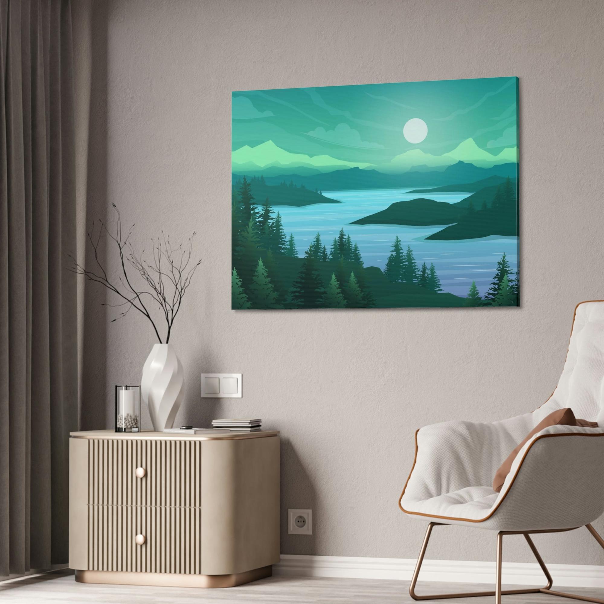 Lakes And Rivers Calming Waters: Framed Poster of a Relaxing Lake on Canvas