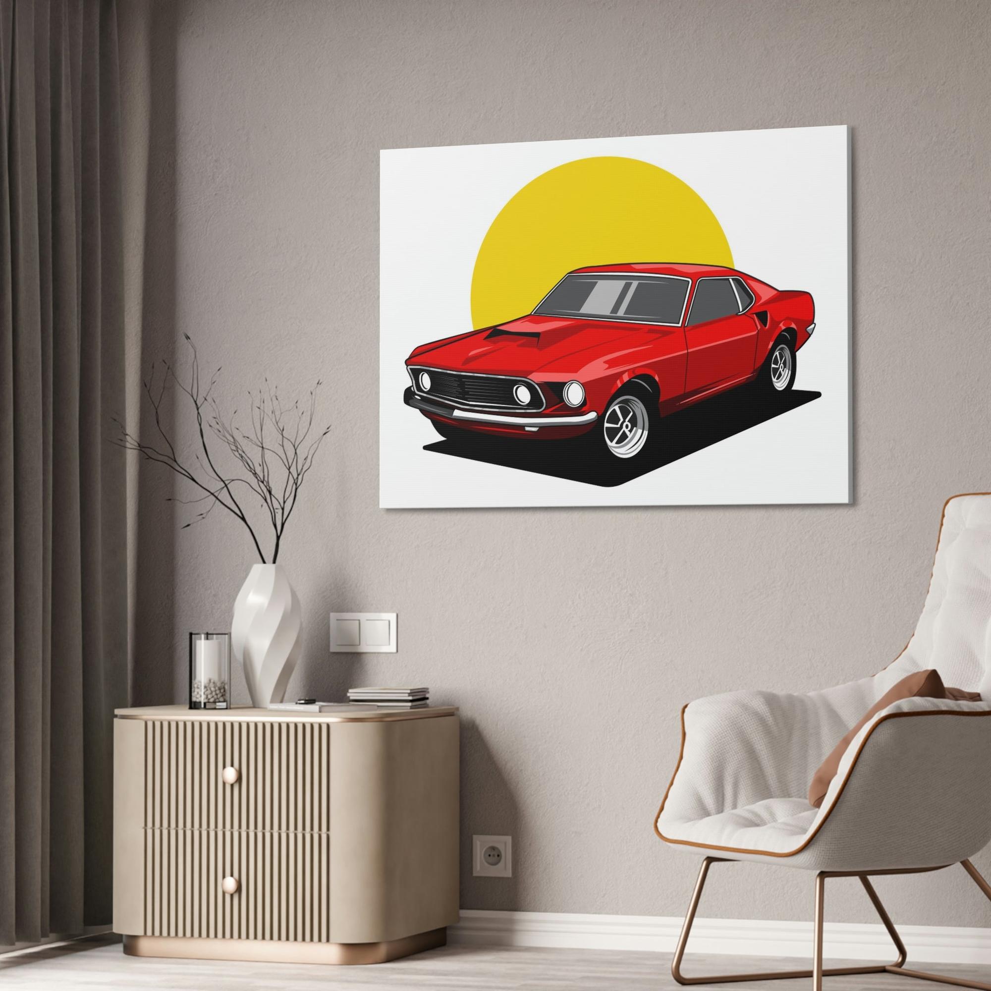 Mustang Graceful Power: Mustang Wall Art on Natural Canvas and Poster