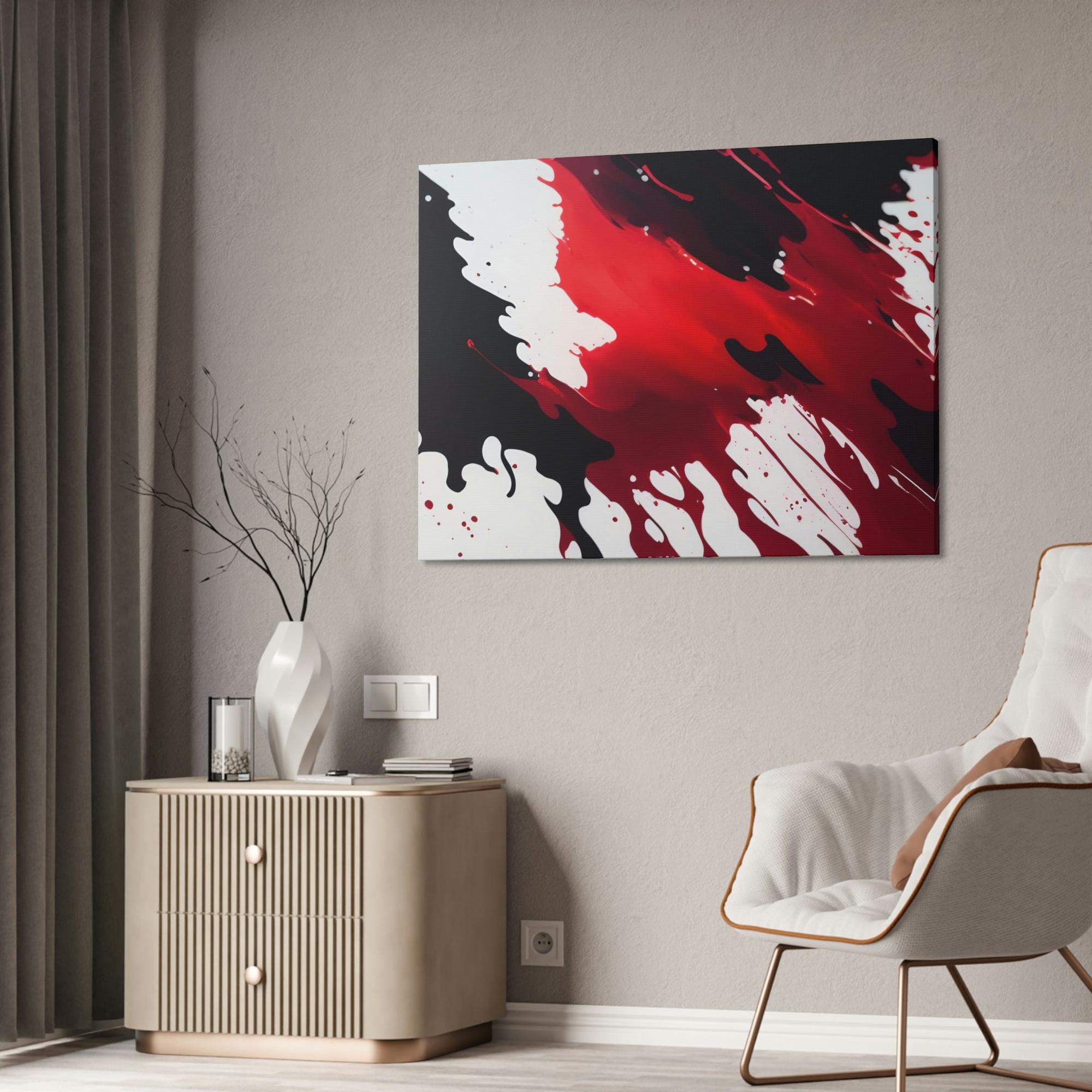 Red Abstract Art Bold and Striking: Red Abstract Canvas and Framed Poster