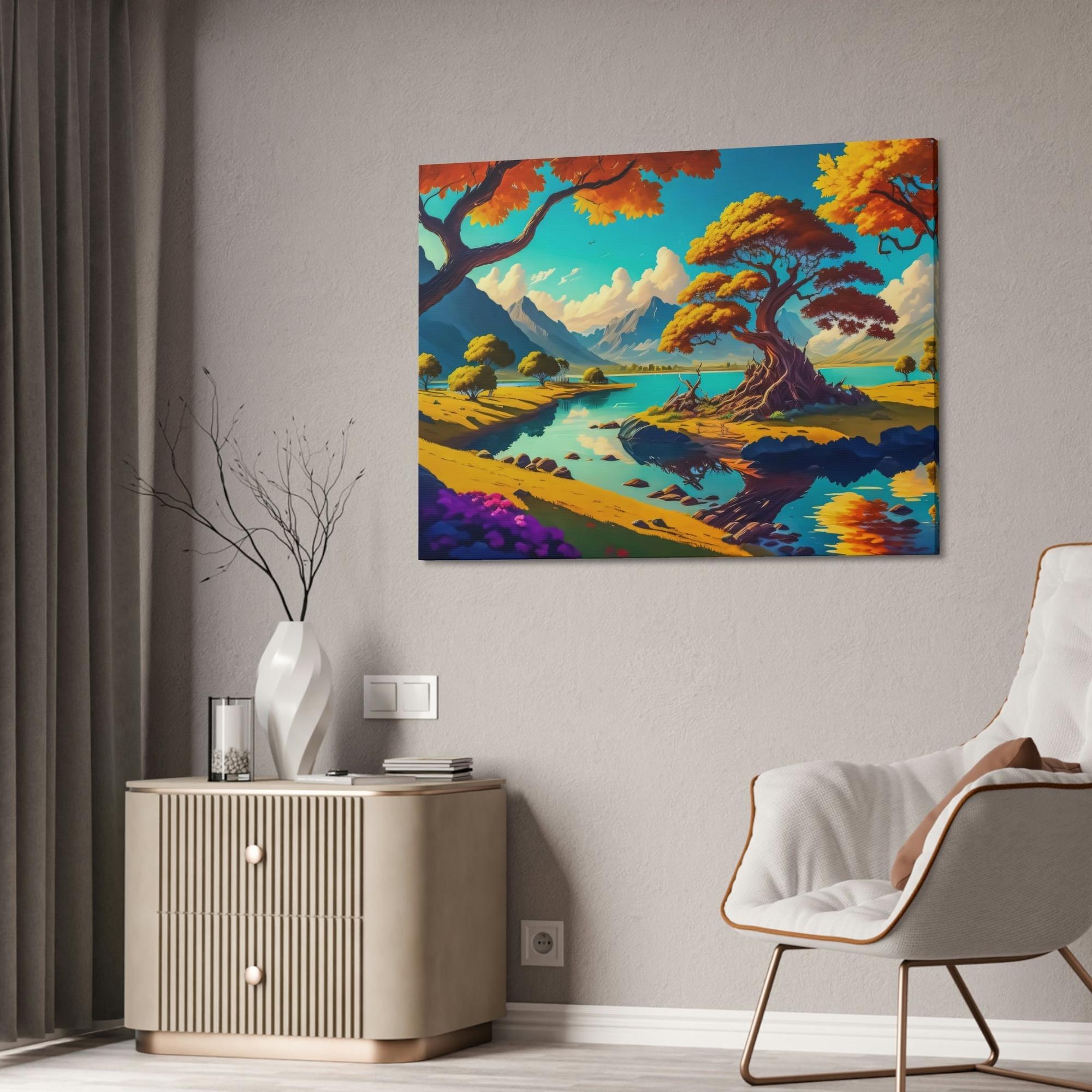 Lakes And Rivers Nature's Aqua Palette: Artful Canvas and Poster Print of Lakes and Rivers
