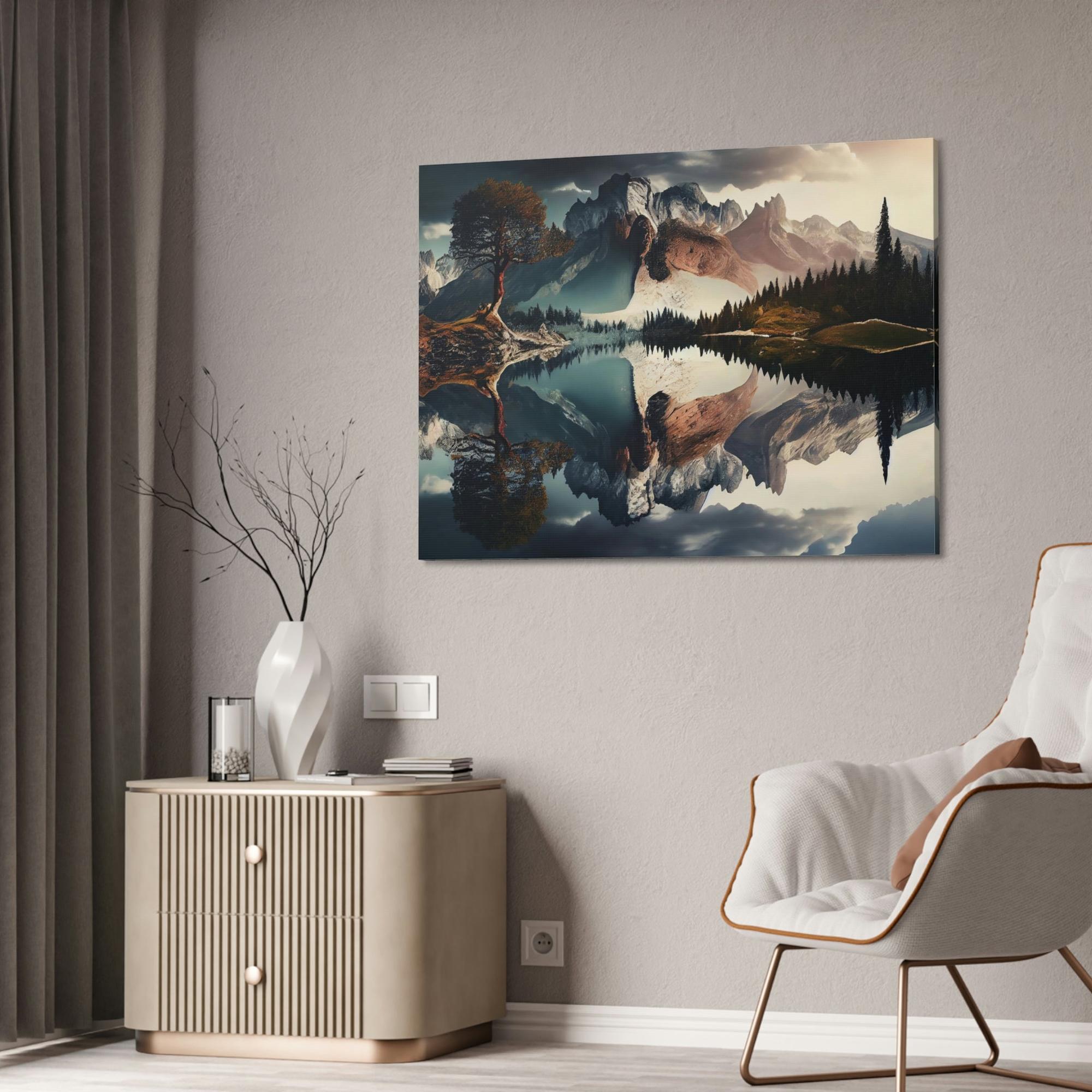 Lakes And Rivers Flowing Serenity: Print on Canvas & Poster of a Gentle River Landscape
